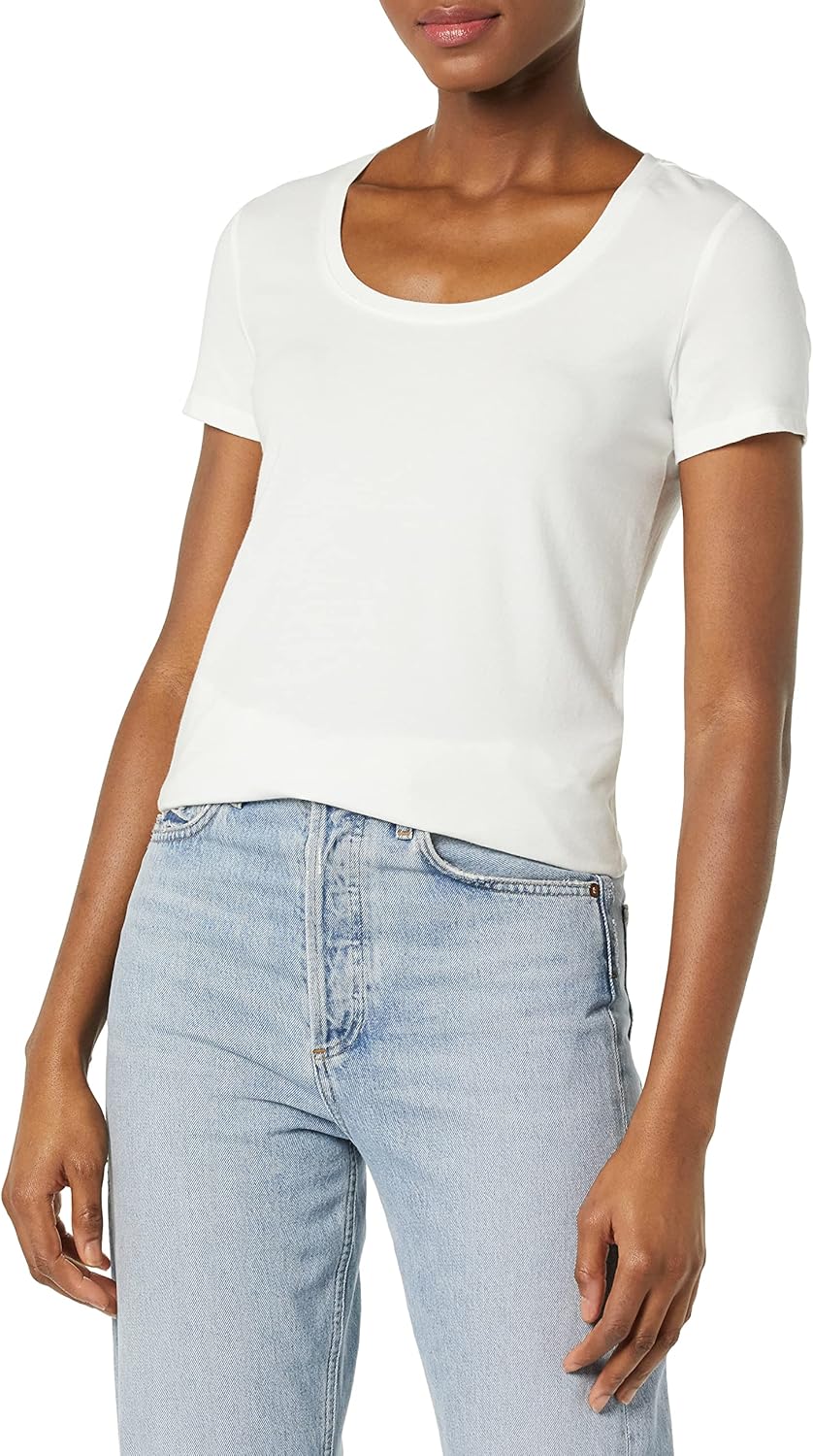 Detalle de Amazon Essentials Women's Regular-Fit Short-Sleeve Scoop Neck T-Shirt (Available in Plus Size)