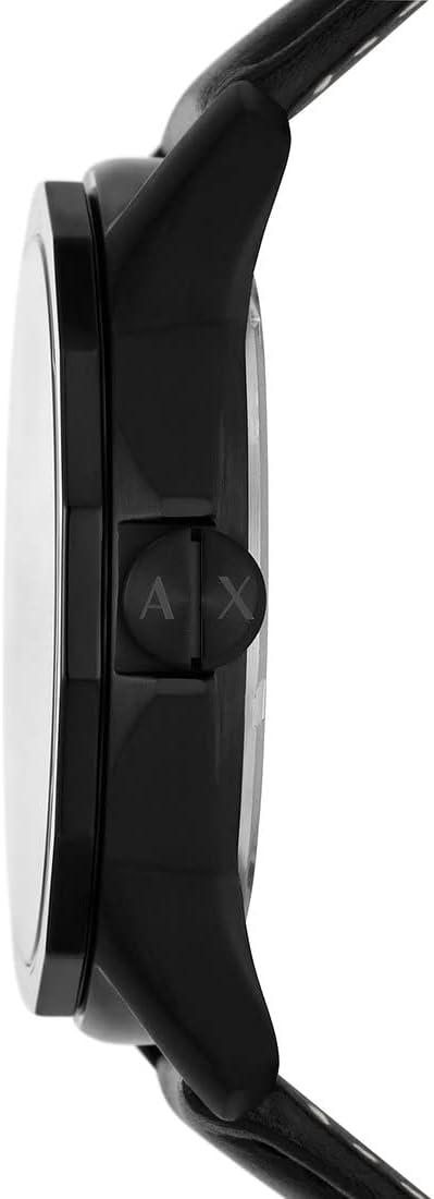 Detalle de Armani Exchange Herrenuhr mit Quarz-Dreizeiger-Datumwerk, 44 mm Gehäuse – Edelstahl oder Lederband
