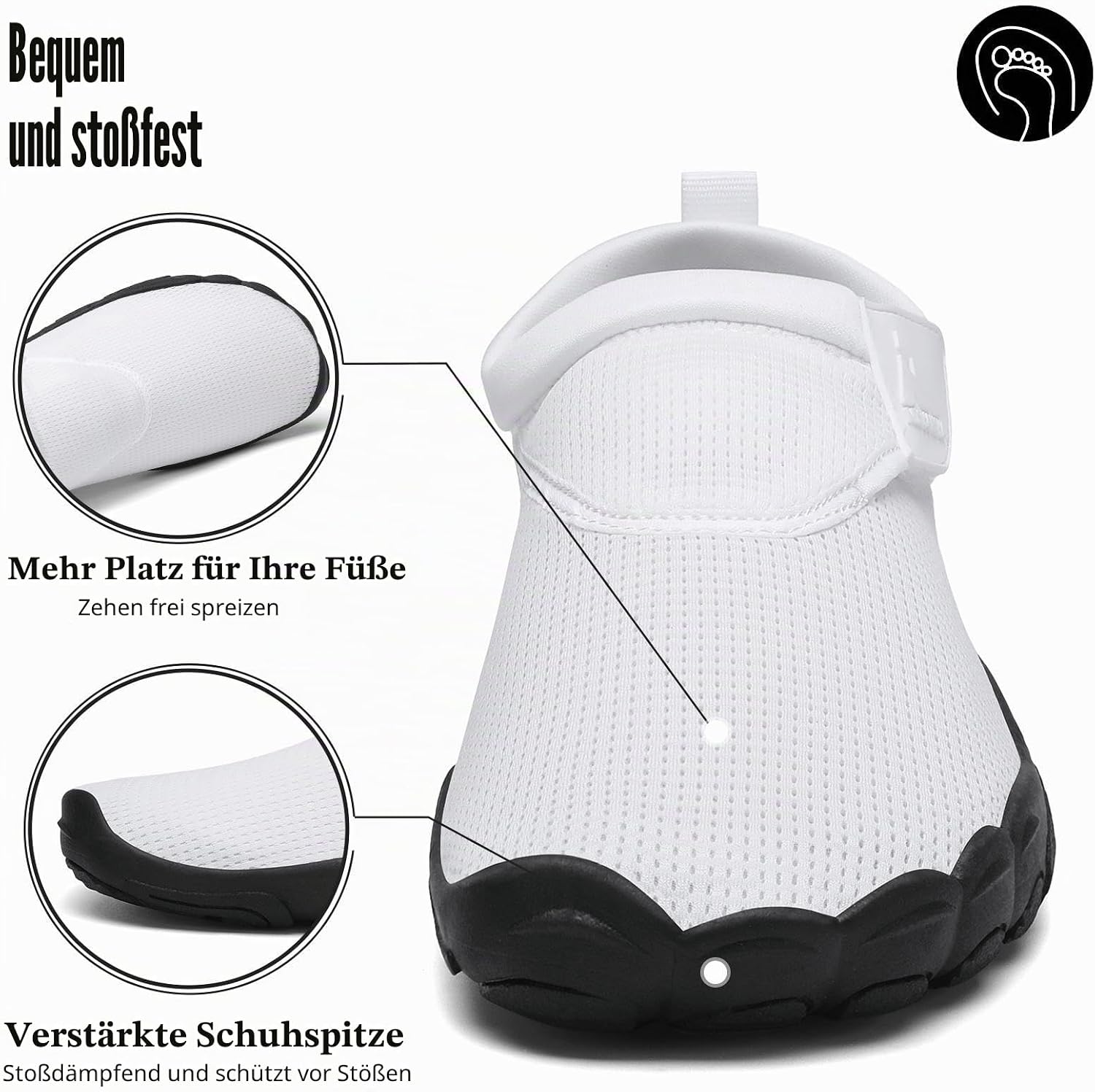 Detalle de Mishansha Badeschuhe – Unisex Aquaschuhe, atmungsaktiv & schnelltrocknend, EU 36–46