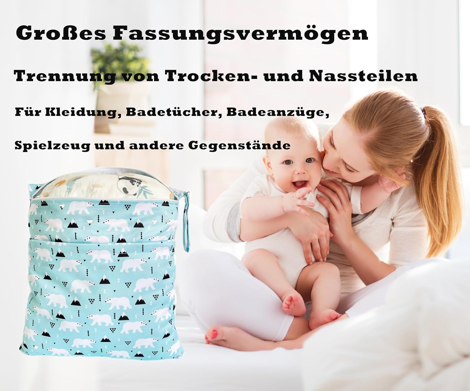 Thumbnail 2 de TRASUN Wetbag Kindergarten Nasstasche im 2er-Set – wasserdichte Nass- und Trockenbeutel für Windeln, Schwimmsachen & mehr
