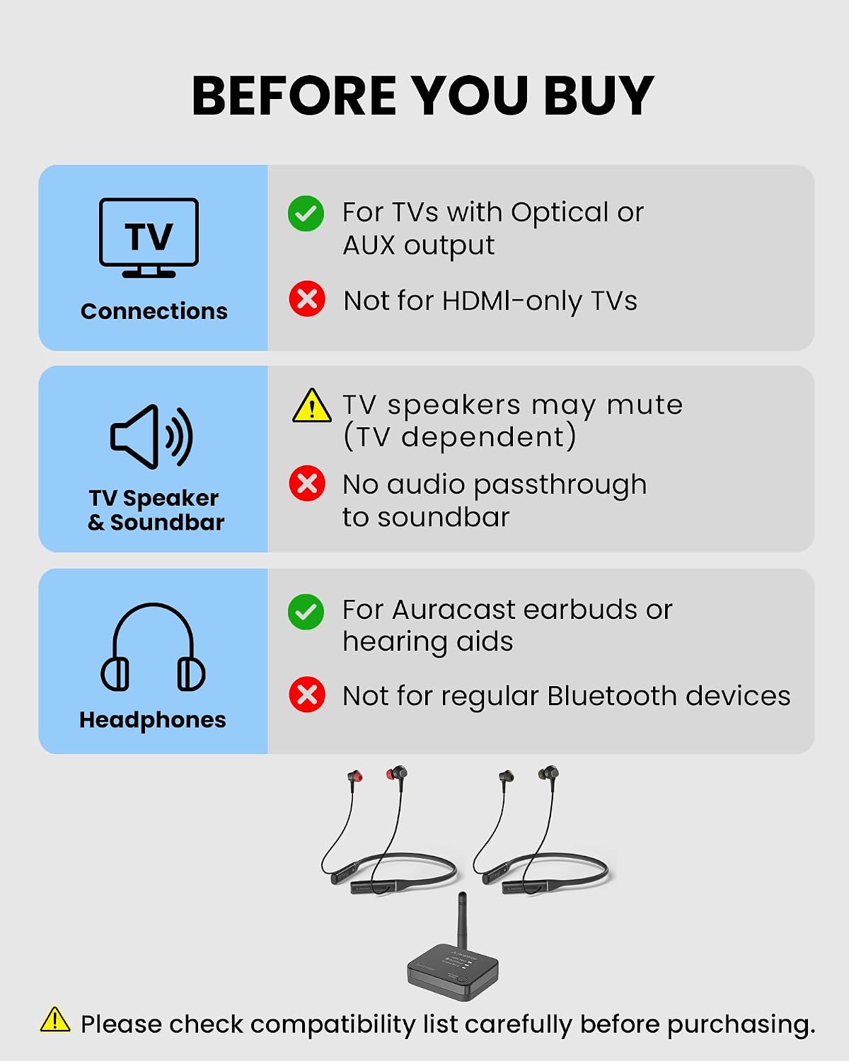 Thumbnail 2 de Avantree Aura Loop Dual – Next-Gen Wireless TV Earbuds System for Shared Listening