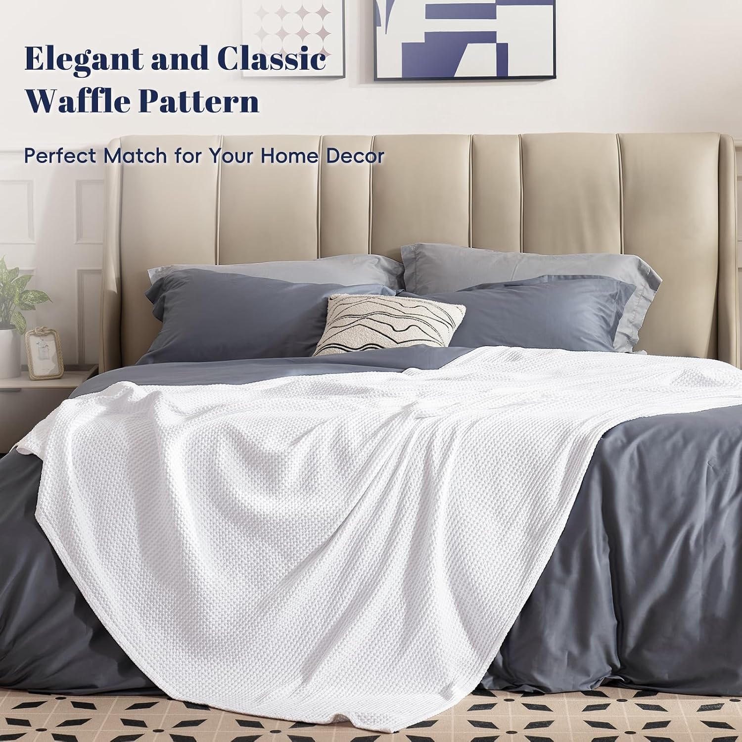 Thumbnail 2 de PHF 100% Cotton Waffle Weave Blanket (Double 150 x 200 cm) – Oeko-Tex Certified, Lightweight and Breathable