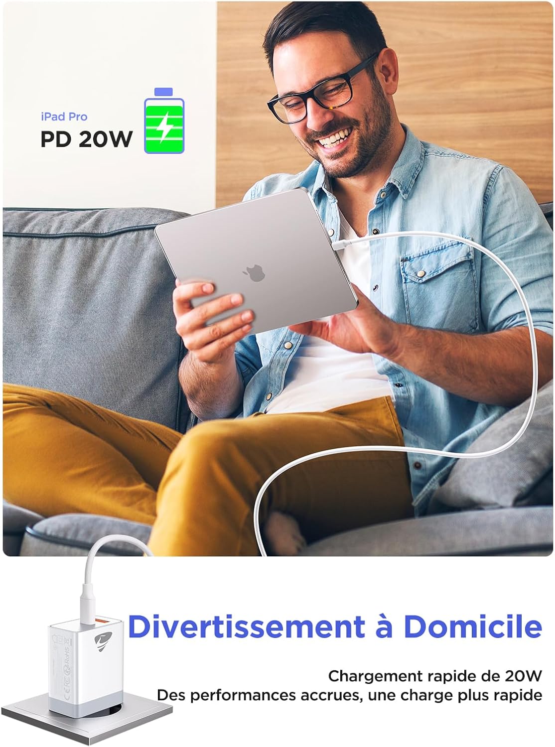 Thumbnail 6 de Chargeur USB-C 20W à double port Aioneus – Charge rapide pour iPhone et Galaxy
