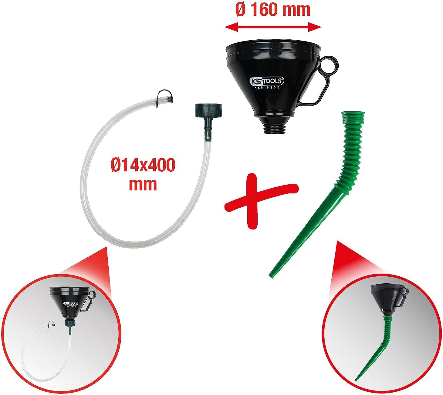 Detalle 2 de KS Tools Universal Funnel with bayonet clasp for faster oil pouring