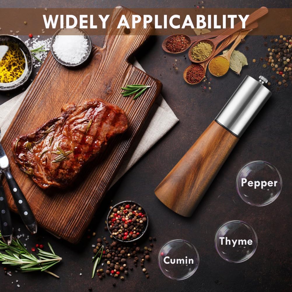 Thumbnail 1 de Pepper and Salt Grinder – Adjustable Manual Ceramic Grinder in a Durable Wooden Pepper Mill