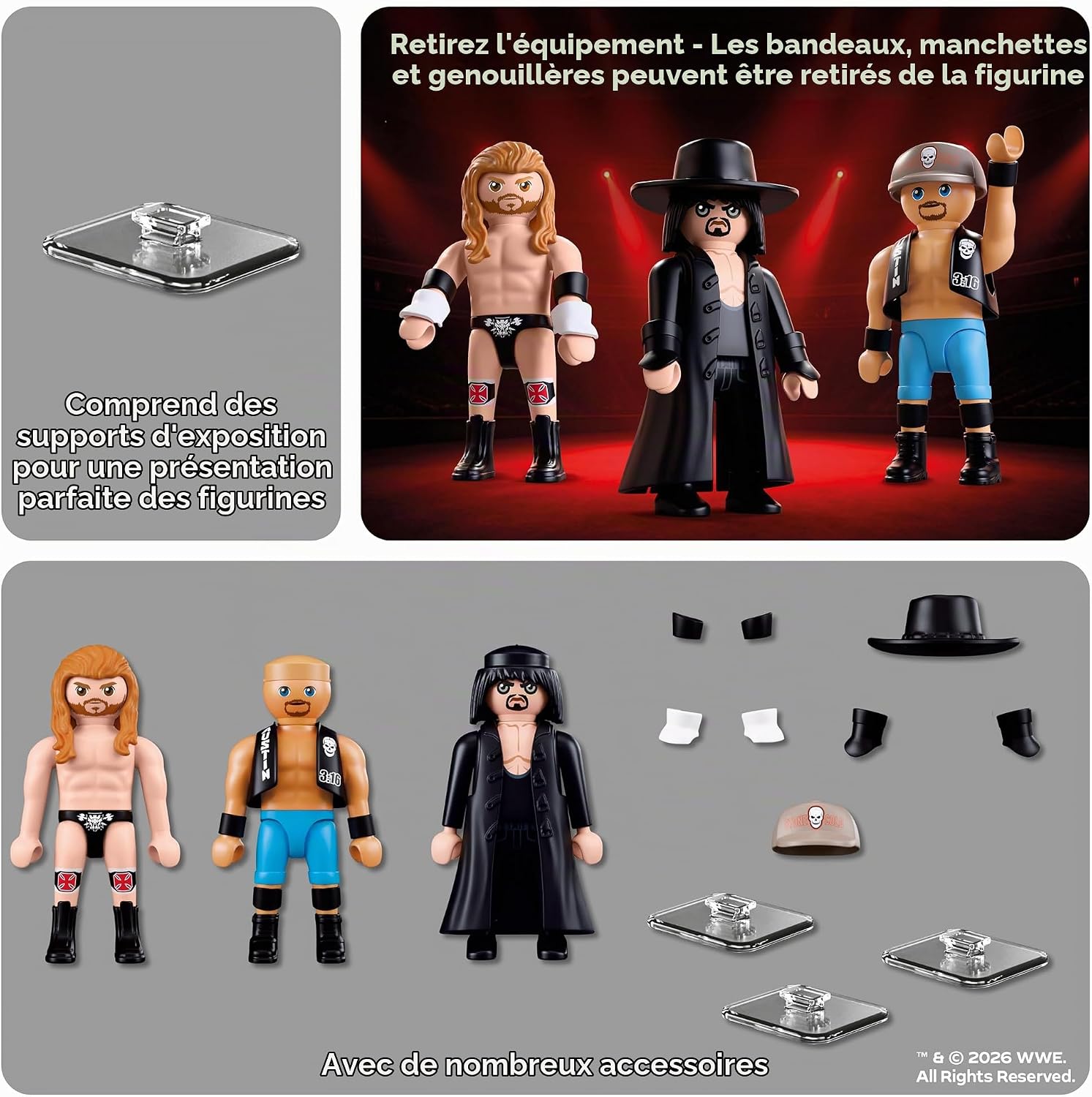 Thumbnail 2 de PLAYMOBIL WWE Attitude Era Multipack 71957 met drie figuren en accessoires