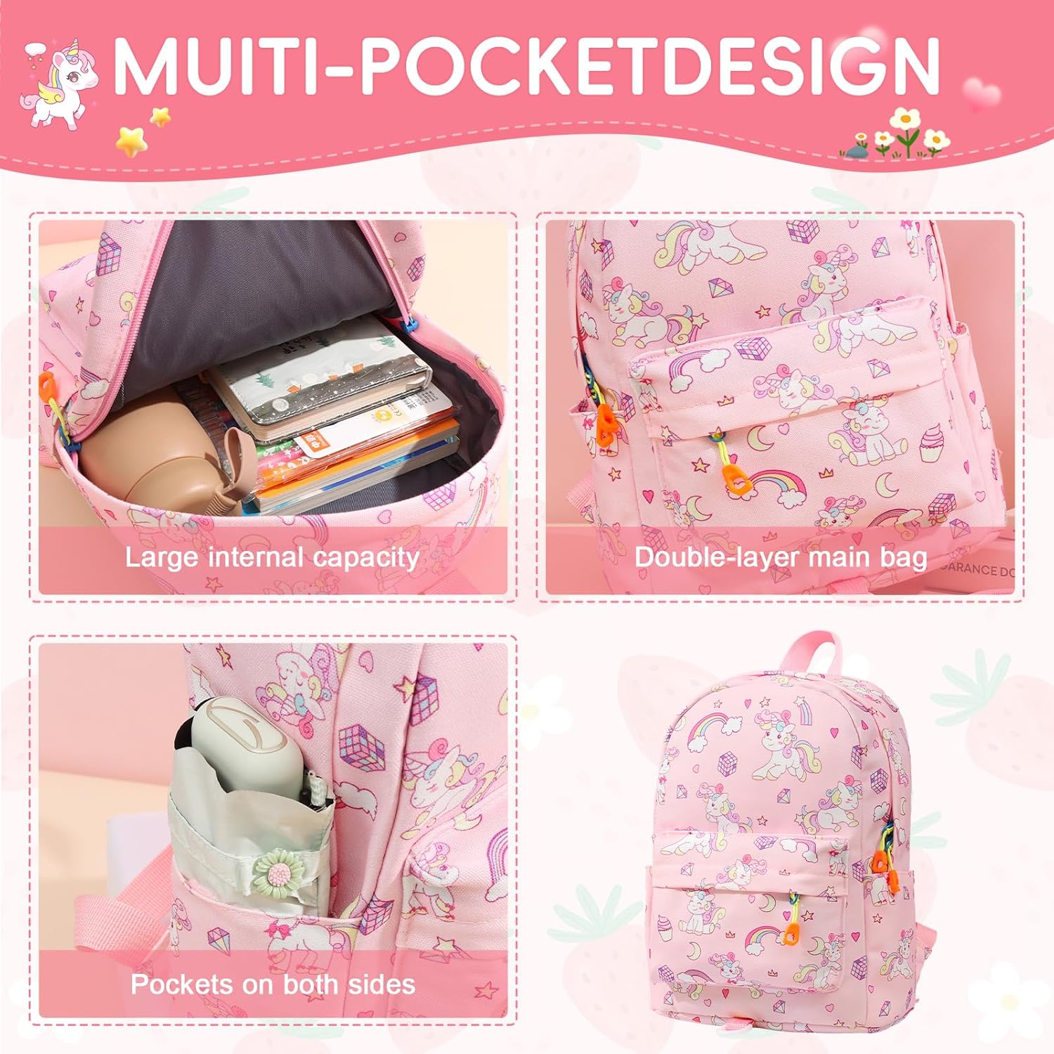 Thumbnail 4 de Aucuu Sac à Dos Enfant licorne – léger et étanche