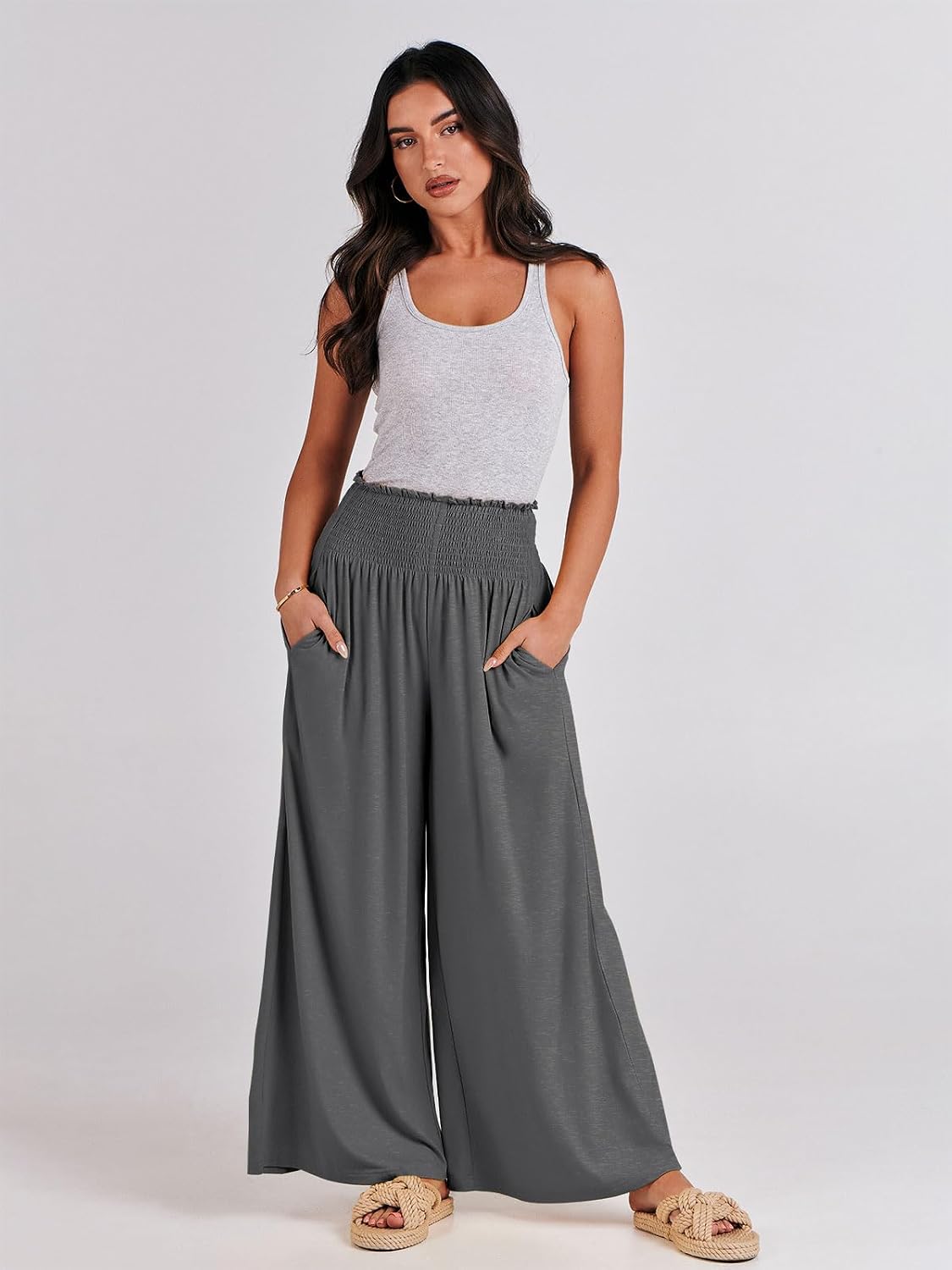 Thumbnail 6 de ANRABESS Women Palazzo Pants: Boho Summer Wide-Leg Comfort with Pockets