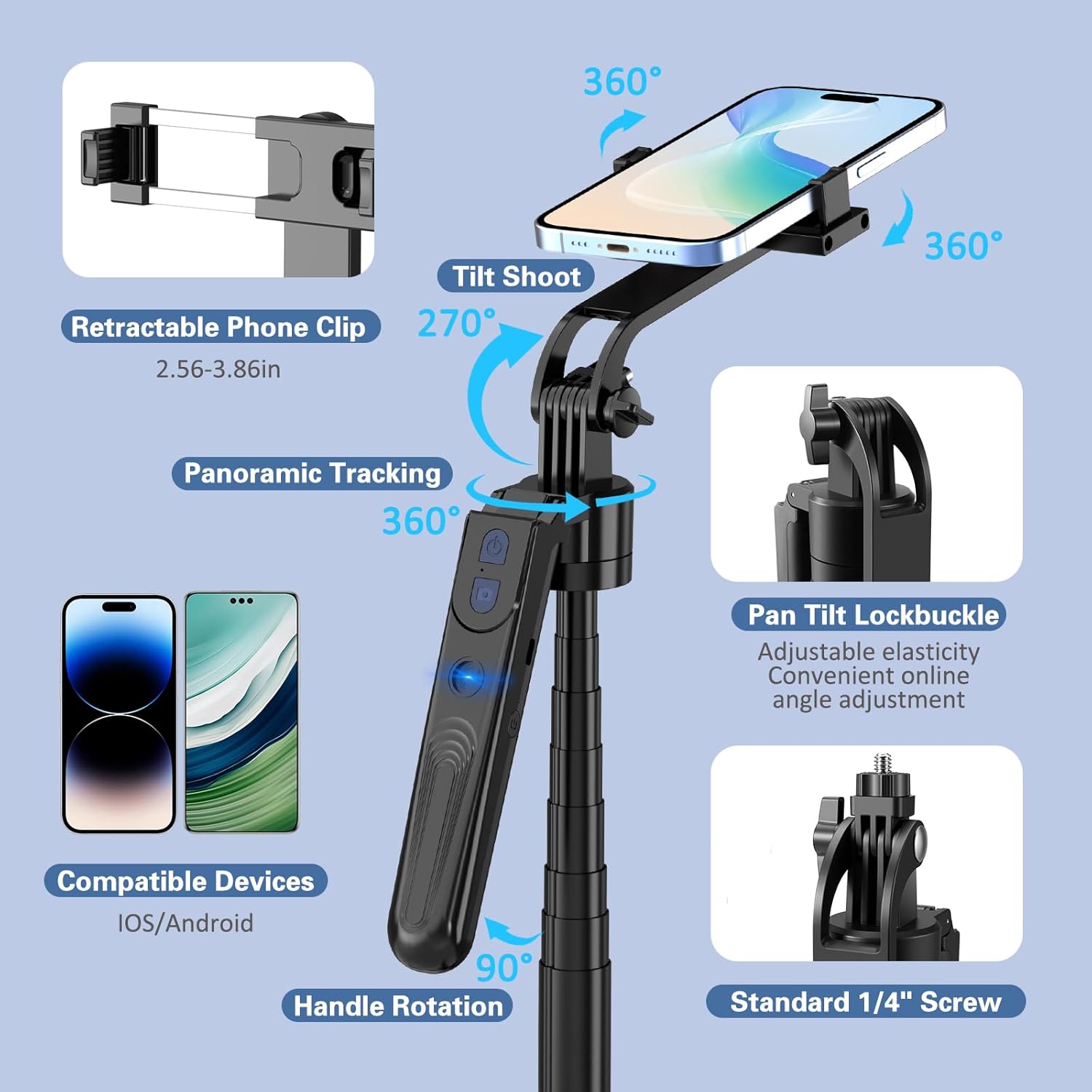 Detalle 2 de YUANRAN Trípode Facial 360° Seguimiento 180 cm