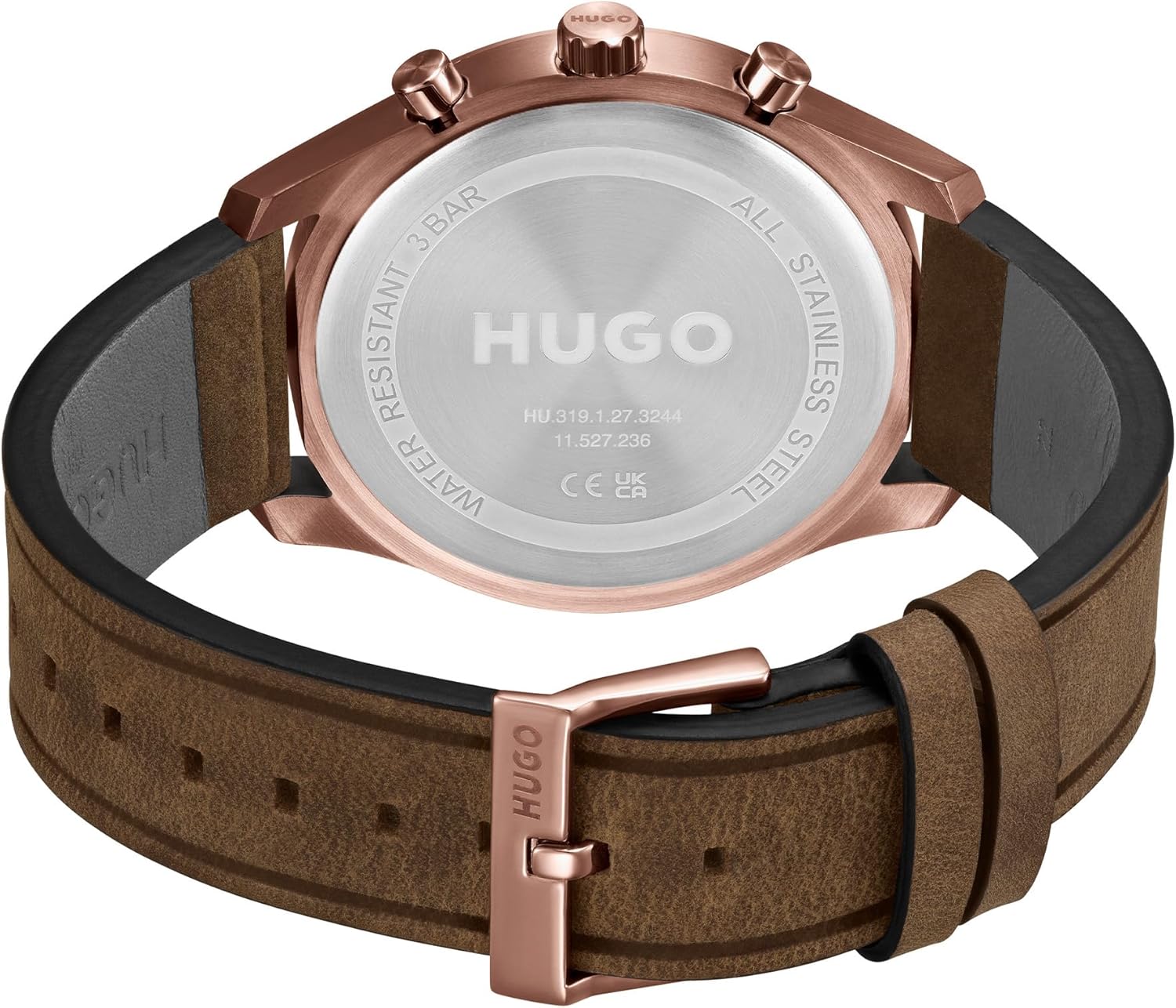 Thumbnail 2 de HUGO Multi Zifferblatt Quarz Uhr für Herren – Kollektion Chase, braunes Lederarmband