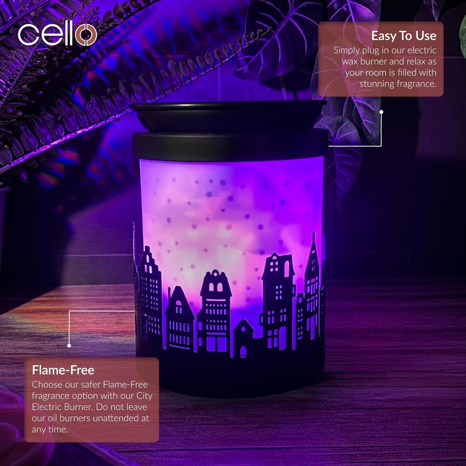 Thumbnail 2 de Cello City Northern Lights Electric Melt Burner – colour-changing wax & oil burner for fragrance and relaxing décor