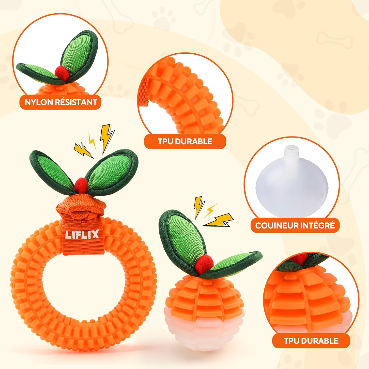Detalle de LIFLIX Lot de 2 Jouets Résistants à mâcher pour Chiens — TPU, nettoyage dentaire et dentition des chiots (petite et moyenne taille)