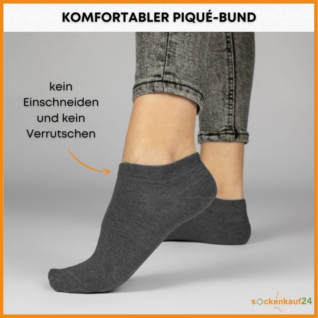 Thumbnail 1 de 10 Paar Premium Sneaker Socken Herren & Damen – gekämmte Baumwolle, Komfortbund, kein Drücken, OEKO-TEX