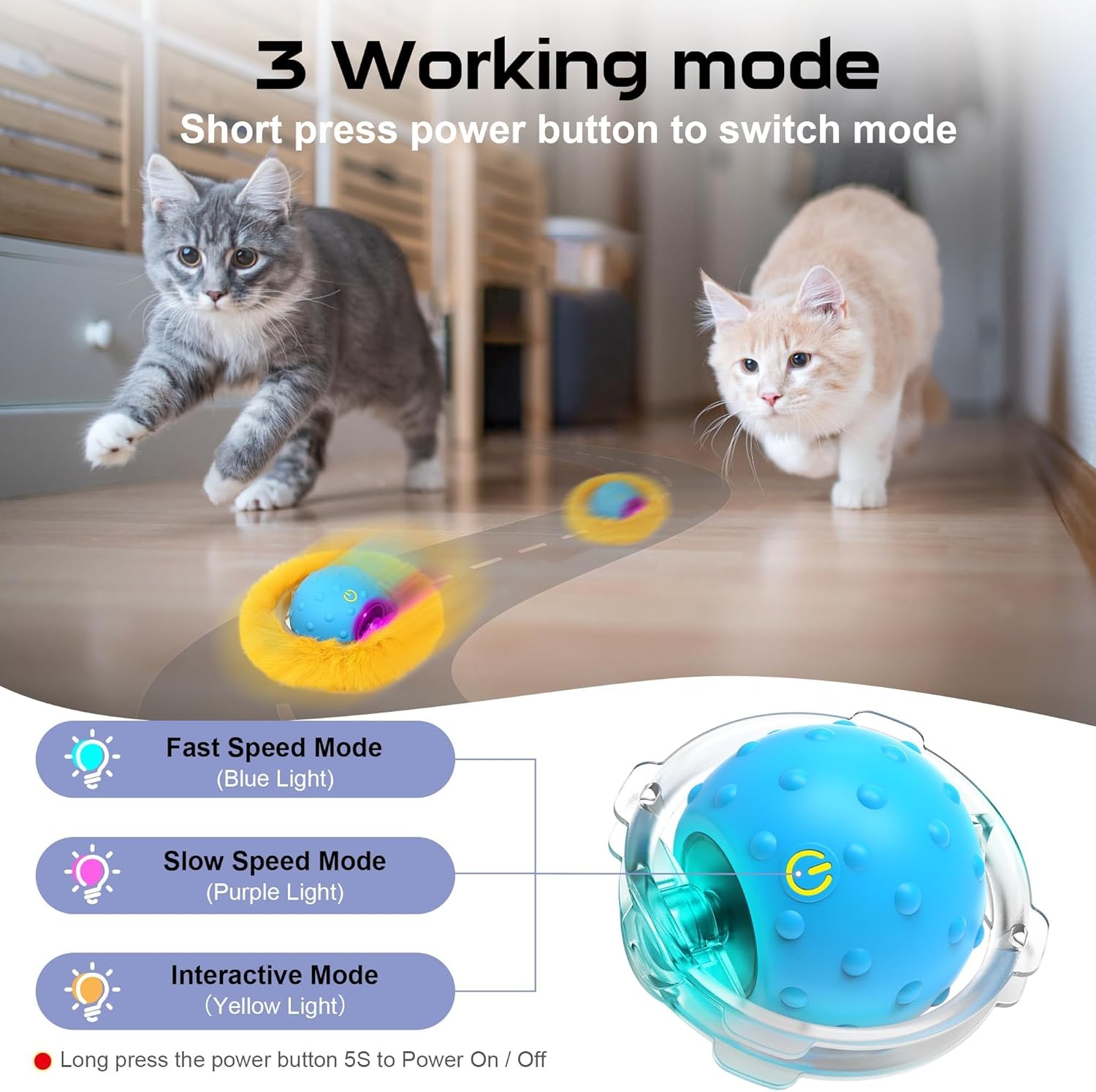 Detalle de PUHOHUN Cat Toys Ball Brown