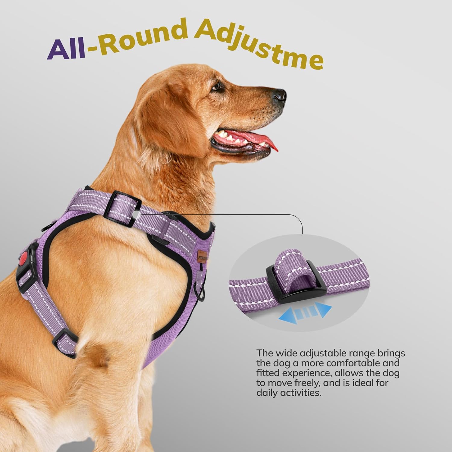 Detalle de FAYOGOO Front Clip Adjustable Reflective Dog Harness & Lead Set – UK Suitable for Small to XL Dogs