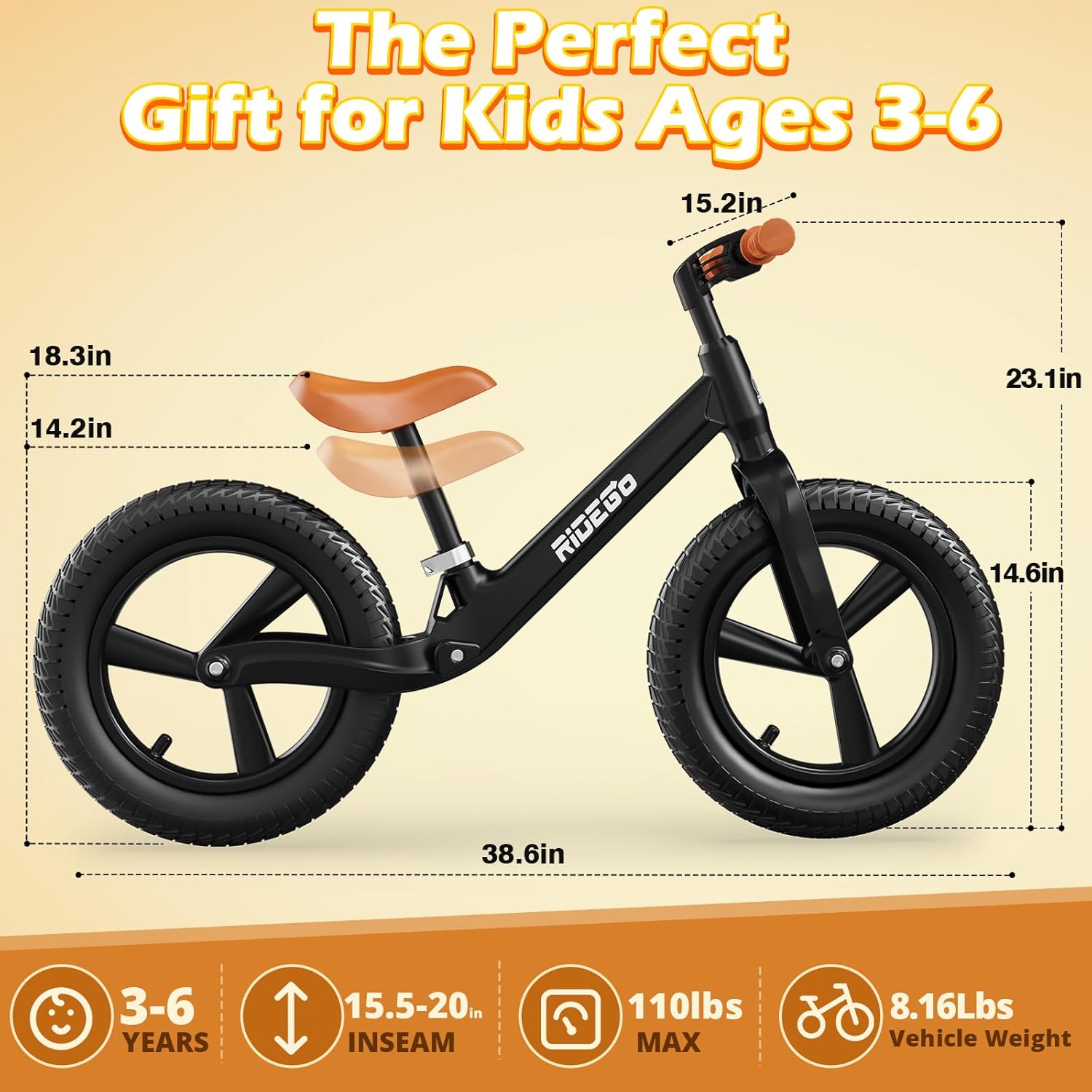Thumbnail 5 de Ridego 14 Inch Balance Bike for Kids