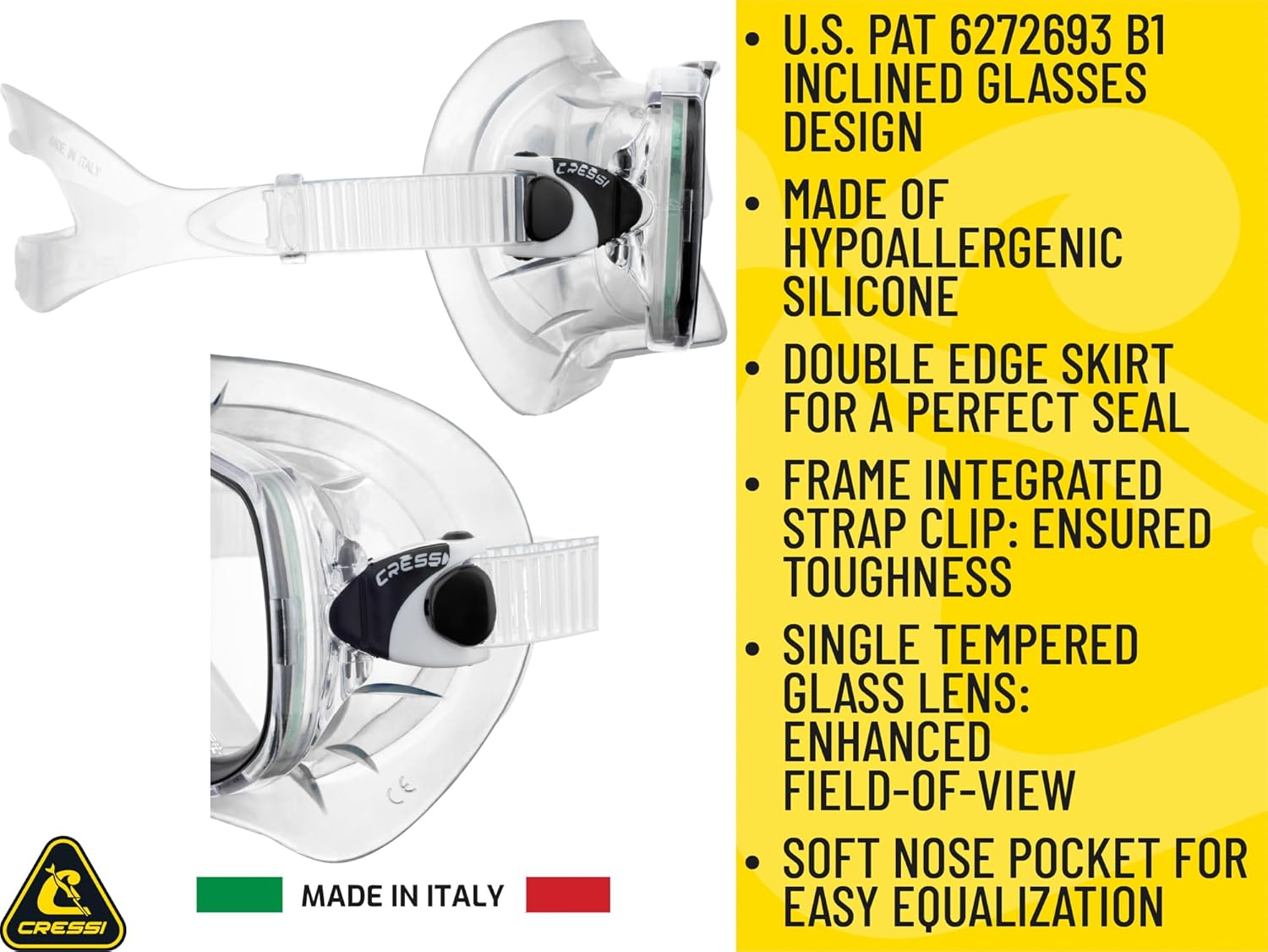 Detalle de CRESSI Estrella + Seal Dry Combo — Masque Estrella et Tuba Gamma, taille unique