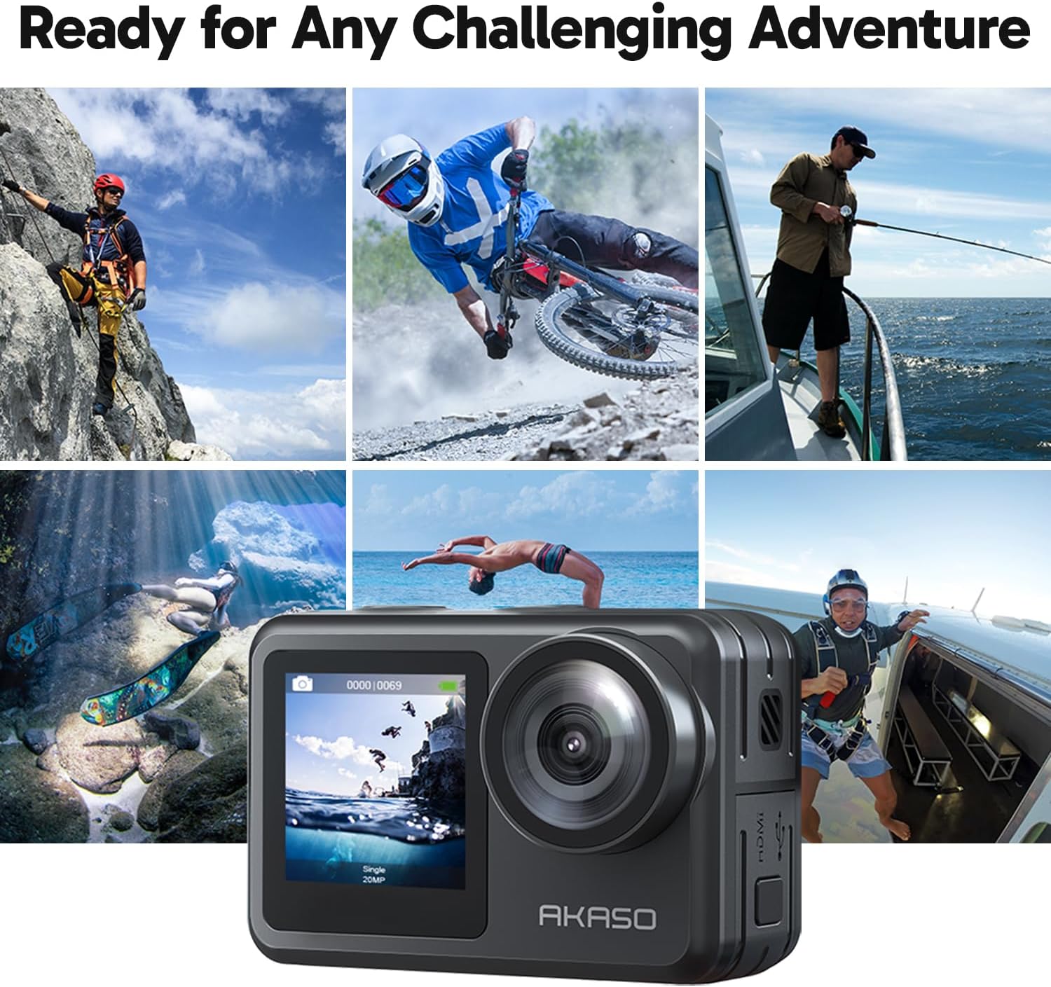 Thumbnail 5 de AKASO Brave 7 LE Action Camera Bundle with Floating Hand Grip: 4K EIS, Dual Screens and Waterproof Housing