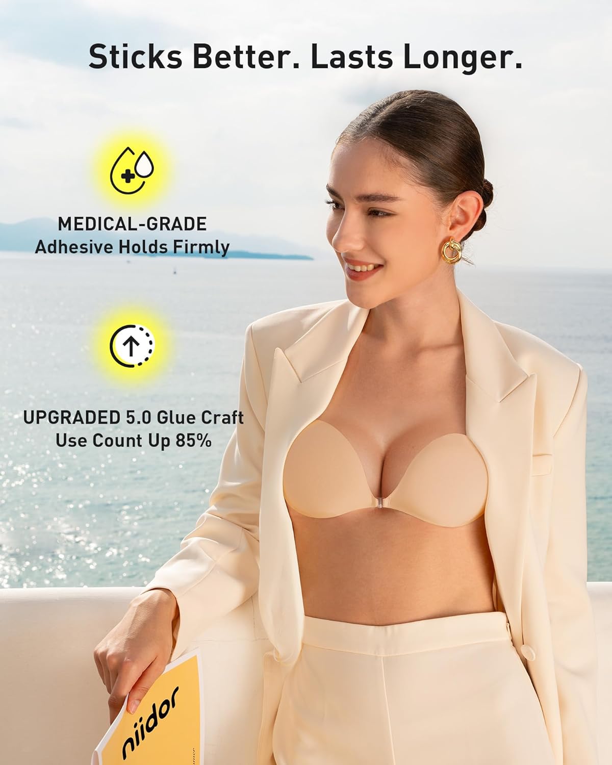 Thumbnail 1 de Niidor Silicone Adhesive Strapless Push-Up Bra with Reusable Nipple Covers