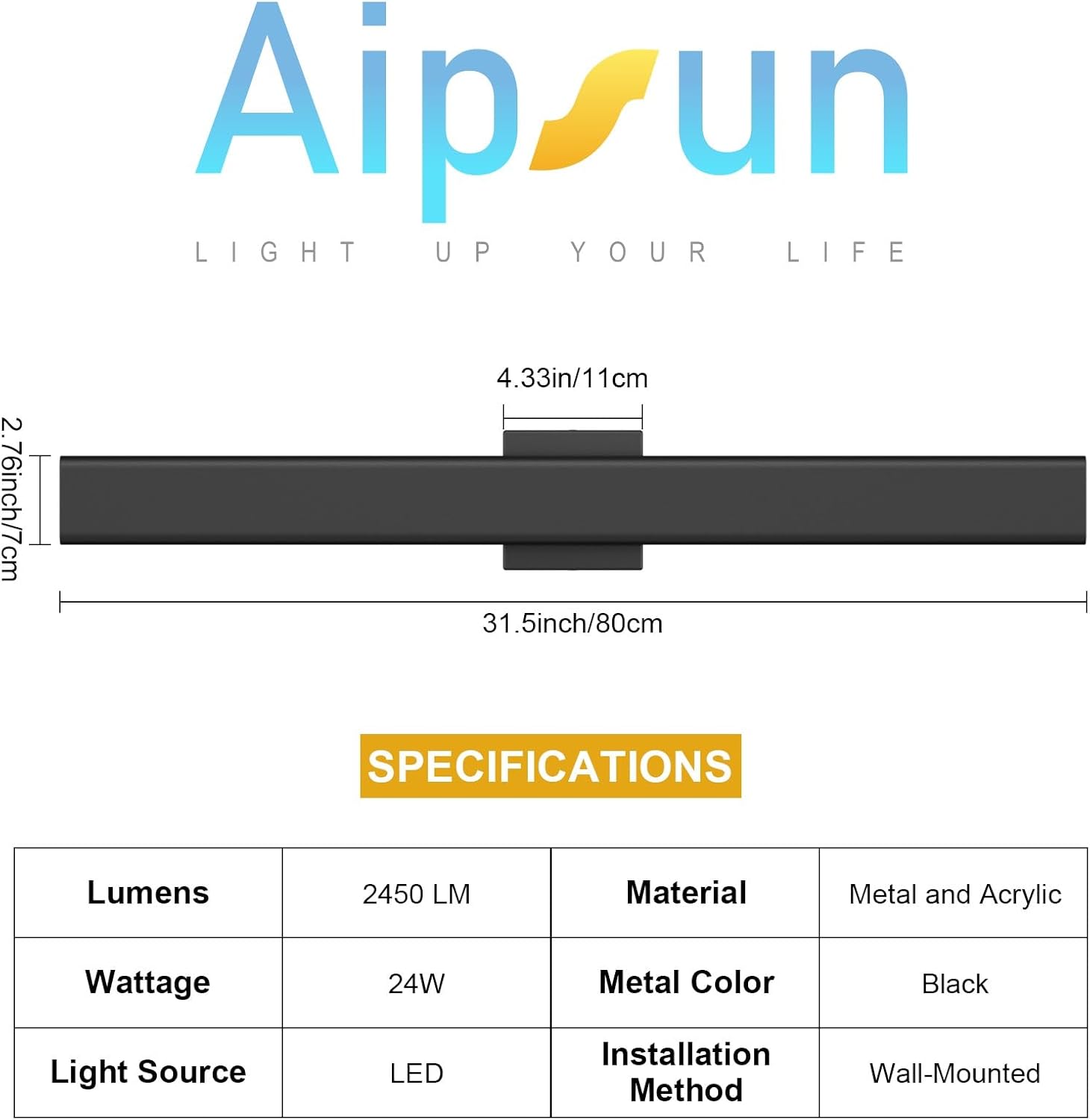 Thumbnail 6 de Aipsun HW505 Outdoor LED Wall Sconces, 31.5in Black, 3CCT, 2-Pack