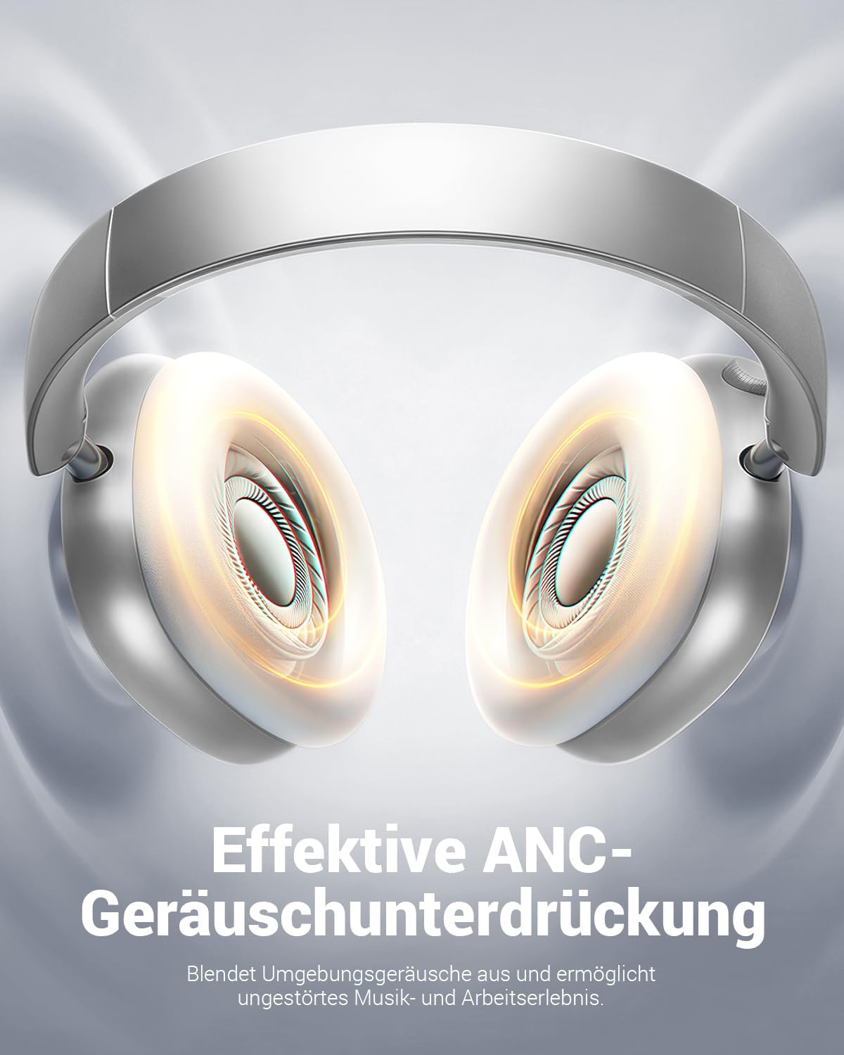 Detalle de Wentronic Y01 Noise-Cancelling-Kopfhörer – Kabellos, 48h Akku, Hi-Res Klang