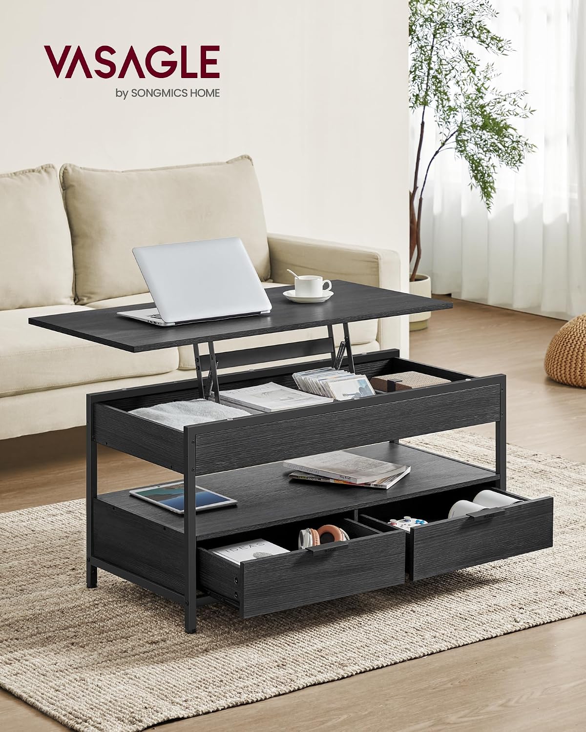Detalle 2 de VASAGLE LCT209K02 mesa elevable 50x100 cm