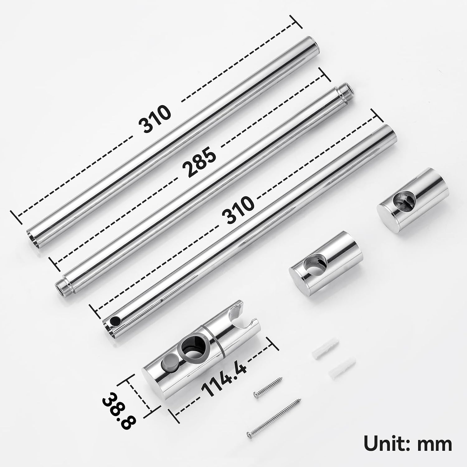Thumbnail 6 de Auralum Saliscendi Doccia Acciaio Inox 90 cm con asta regolabile e supporto per soffione cromato
