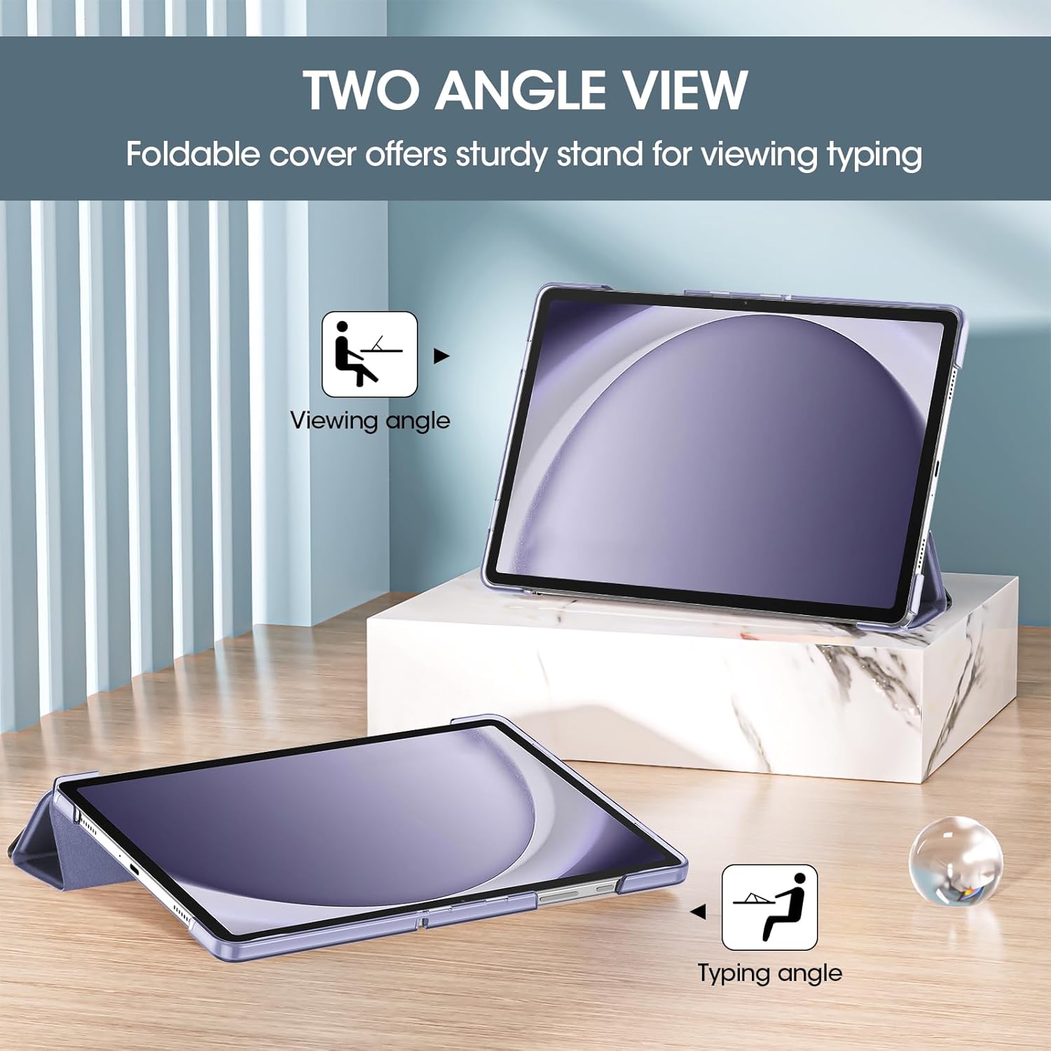 Thumbnail 3 de ProCase Smart Case for Galaxy Tab A9+ Plus 11-inch (2023) – Slim trifold folio cover in light purple