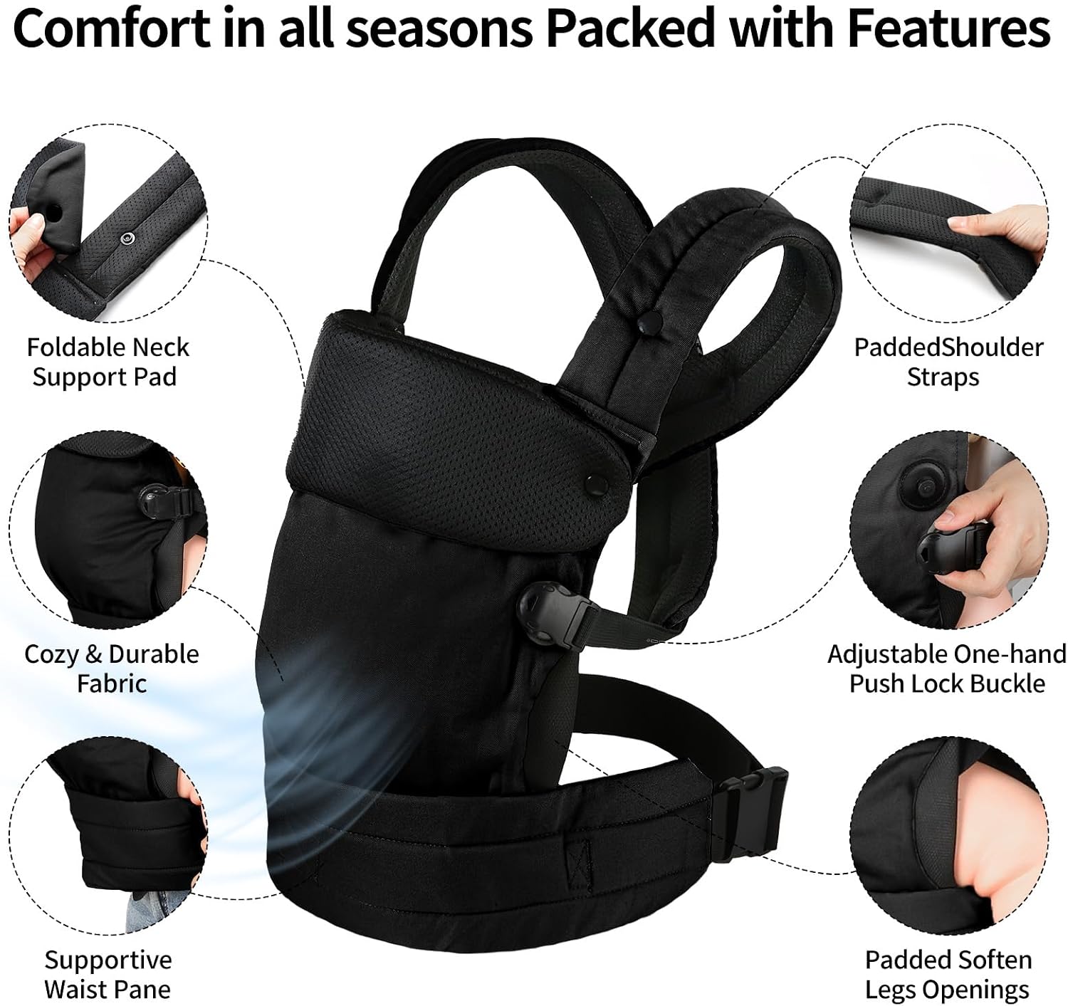 Thumbnail 5 de Tuocal Baby Carrier – Ergonomic Cotton Sling for 3–36 Months (8–44lbs), Grey
