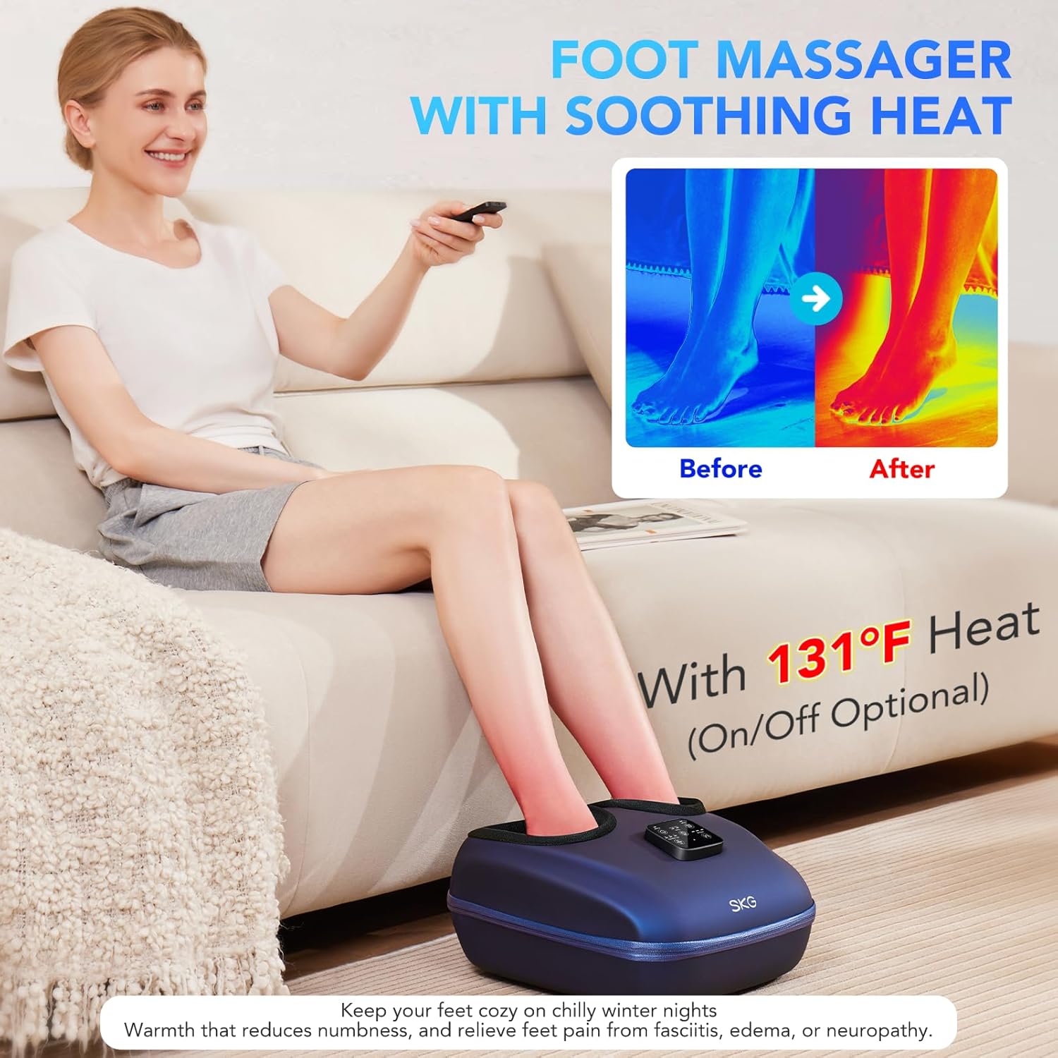 Detalle 2 de SKG YS100 Foot Massager with Heat and Remote — 2026 Upgrade for Plantar Fasciitis and Neuropathy Relief
