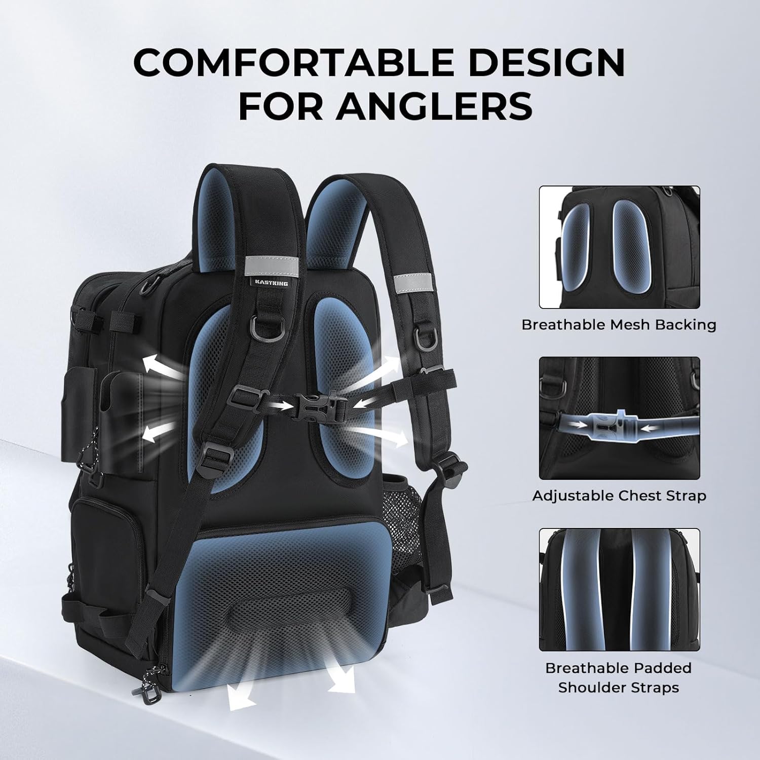 Thumbnail 6 de KastKing BaitSpace 50L Fishing Tackle Backpack (Removable Bait Binder, 2 Rod Holders)