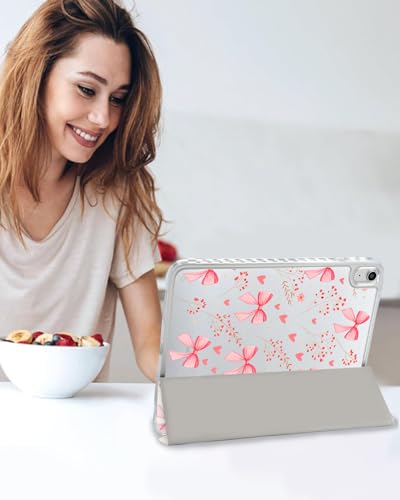 Thumbnail 7 de Fycyko Étui pour iPad 11" (A16) et iPad 10e Génération 10,9" – Motif Nœud Rose avec Porte-Cryon et support à trois volets
