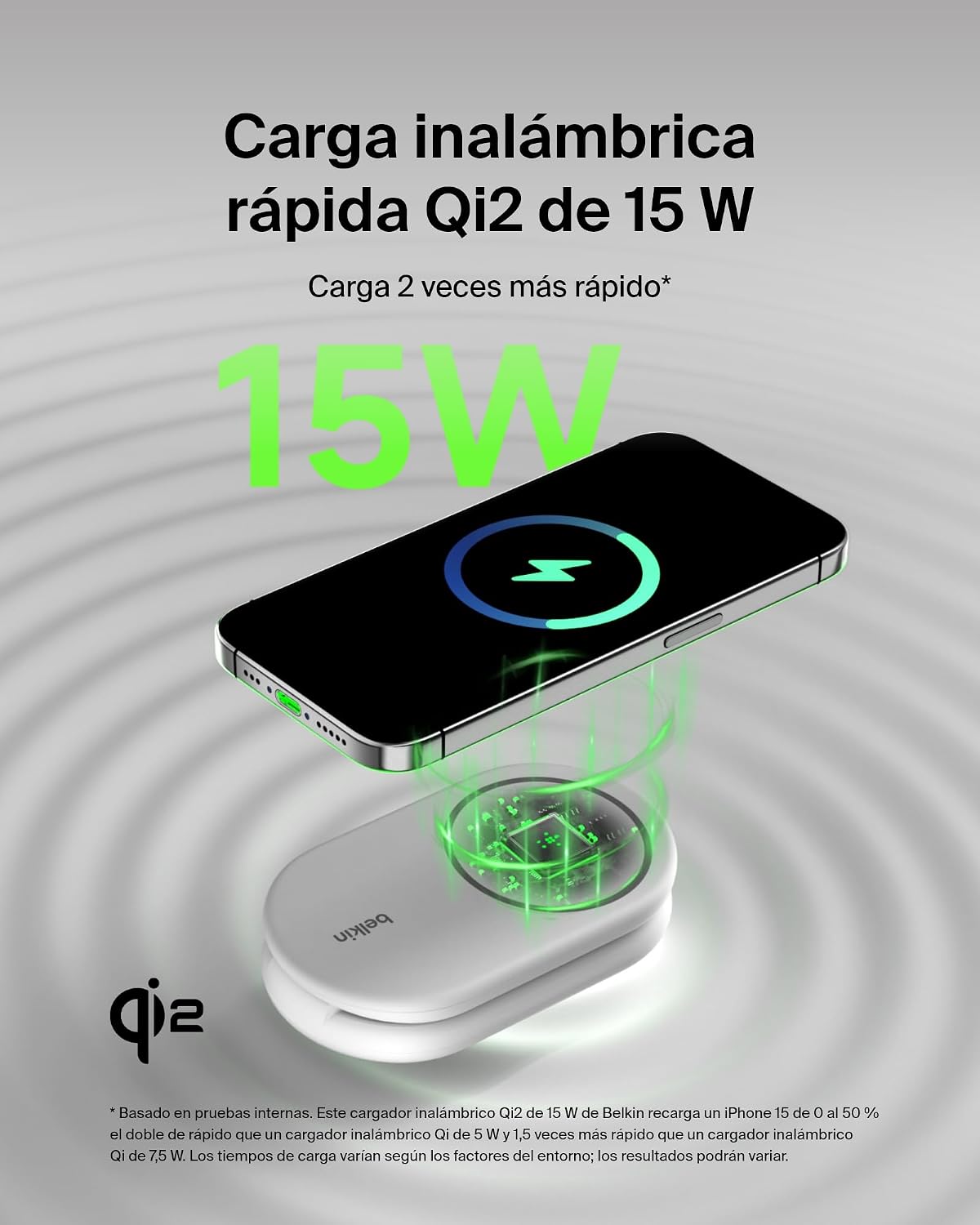 Thumbnail 2 de Belkin BoostCharge Cargador Magnético Plegable Qi2 15W: carga rápida y MagSafe en una estación versátil