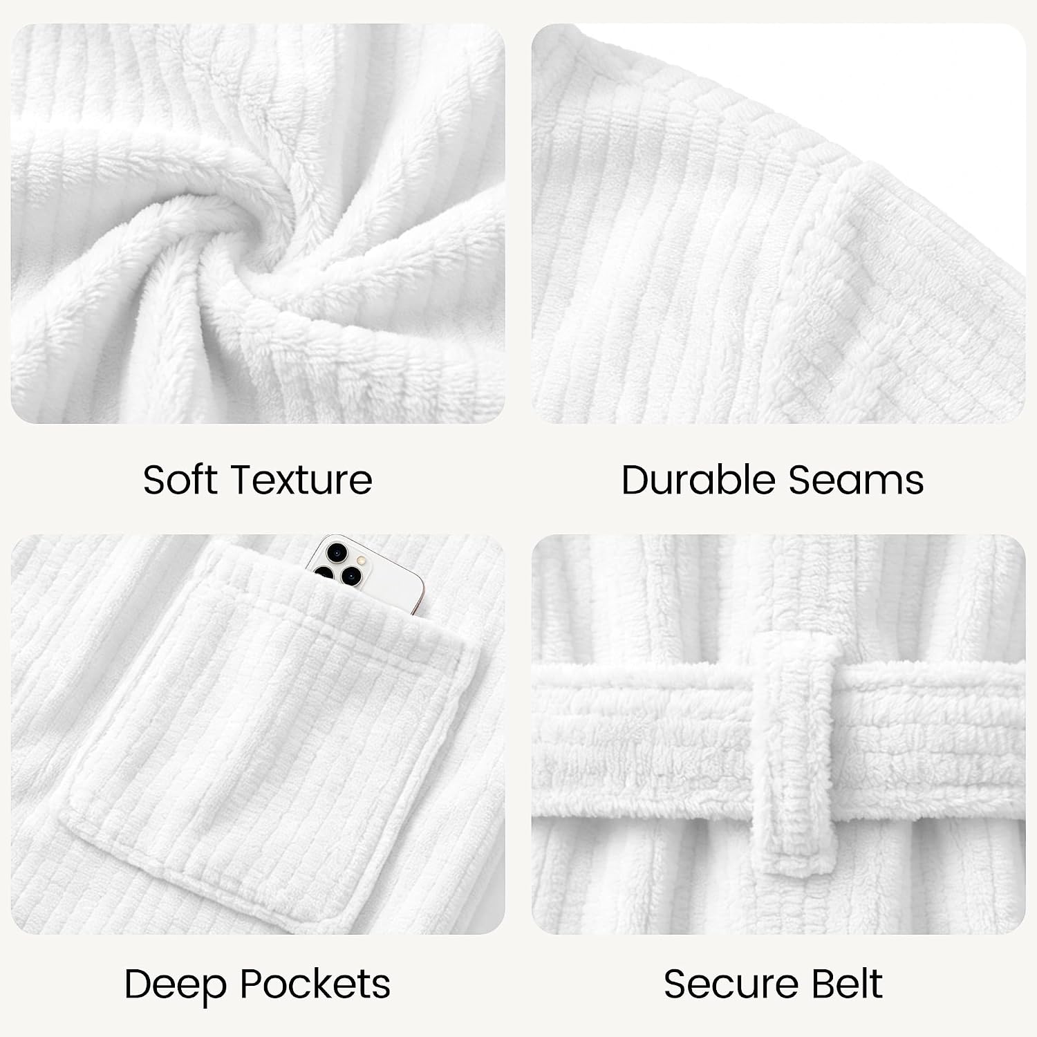 Detalle 2 de PJGGZ Men's Shawl-Collar Bathrobe, Long Soft Towel Robe