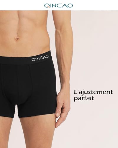 Detalle 2 de QINCAO Boxers Homme Lot de 6 Coton sous-vêtement Fitted Trunk Noir L – Doux, Confort et Bon Rapport Qualité-Prix