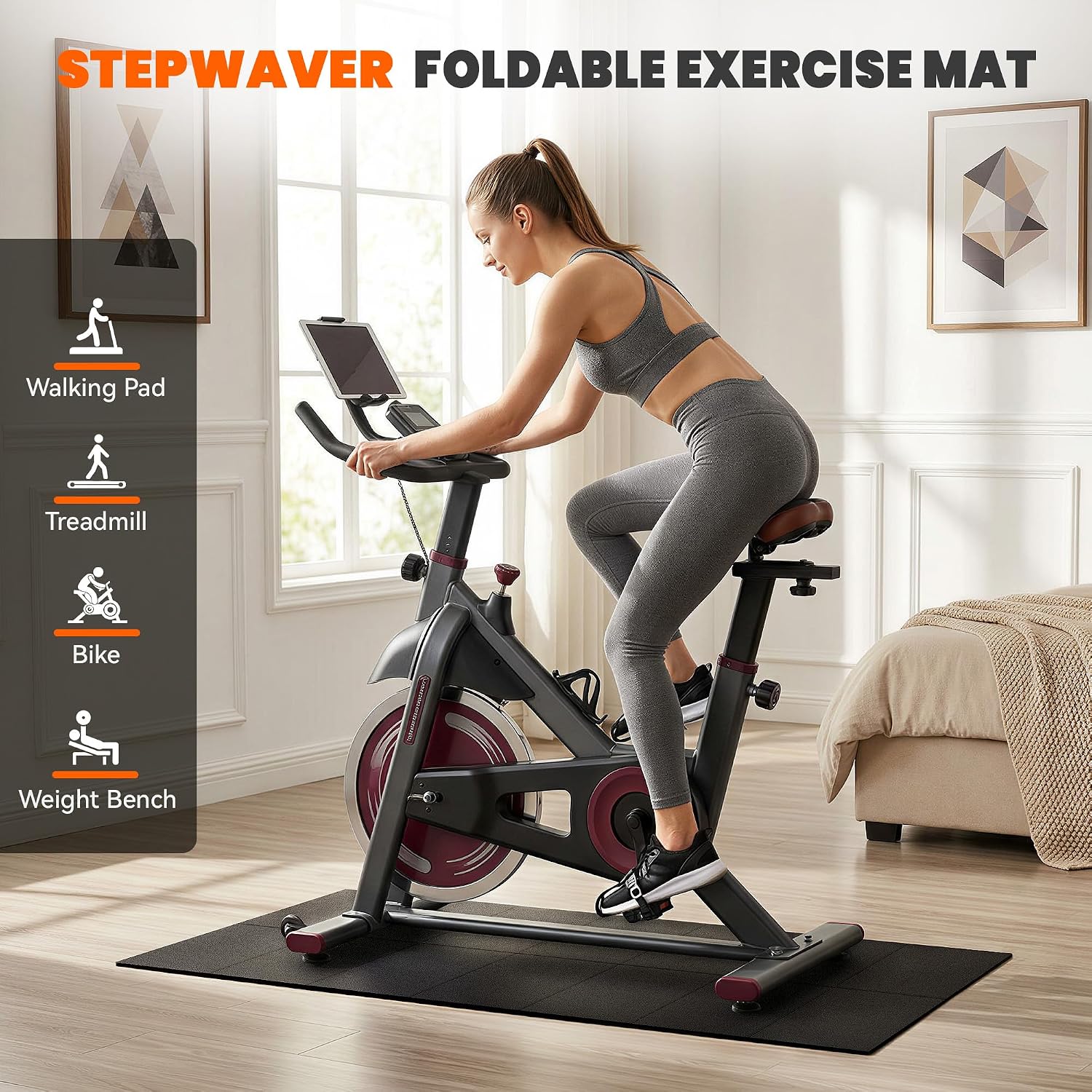 Detalle de Stepwaver Walking Pad Mat, Foldable PVC Treadmill Mat, 55 x 23.6 Inches