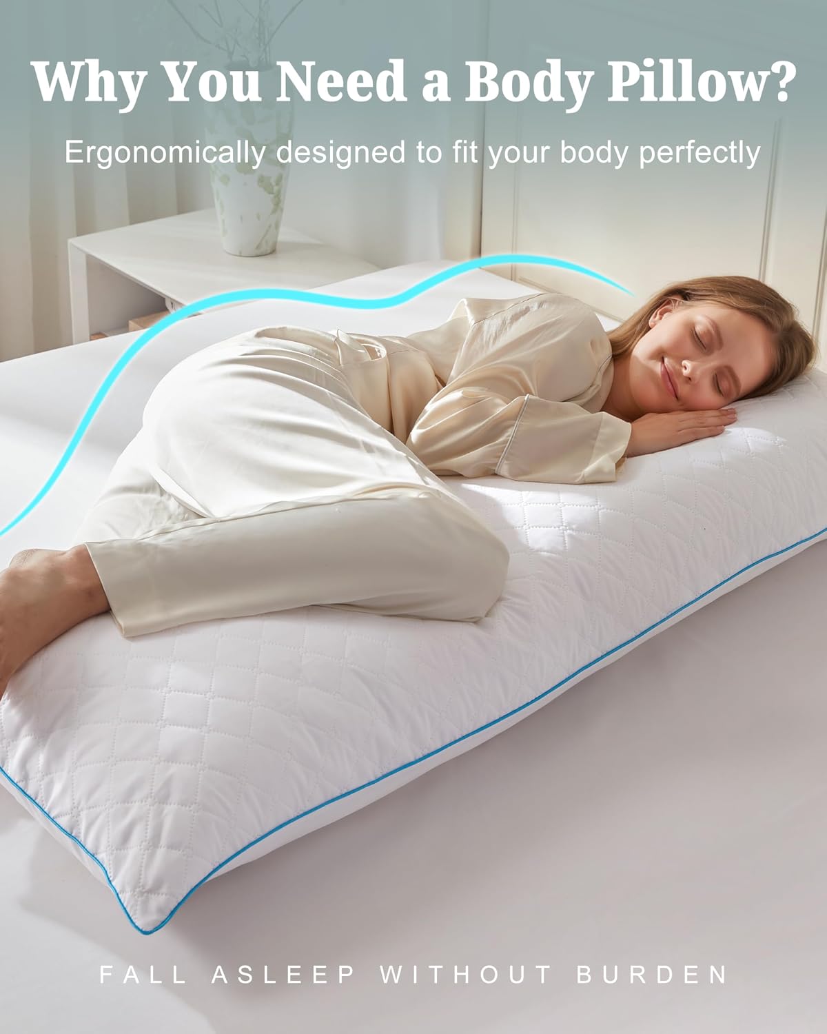 Detalle de YZ HOME Long Body Pillow, 20 x 54 Inch Shredded Memory Foam