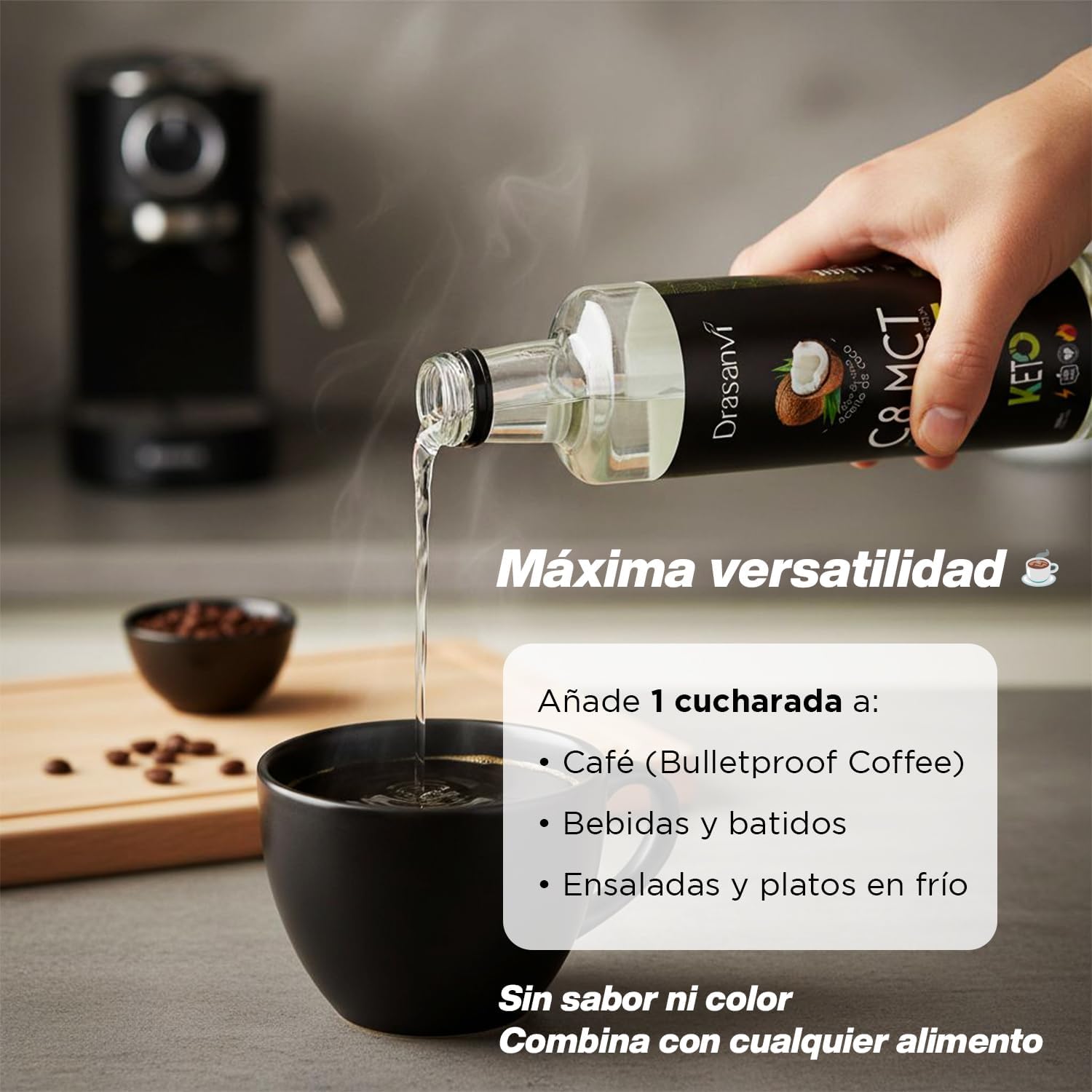 Detalle 1 de DRASANVI Aceite MCT C8 100% 🥥