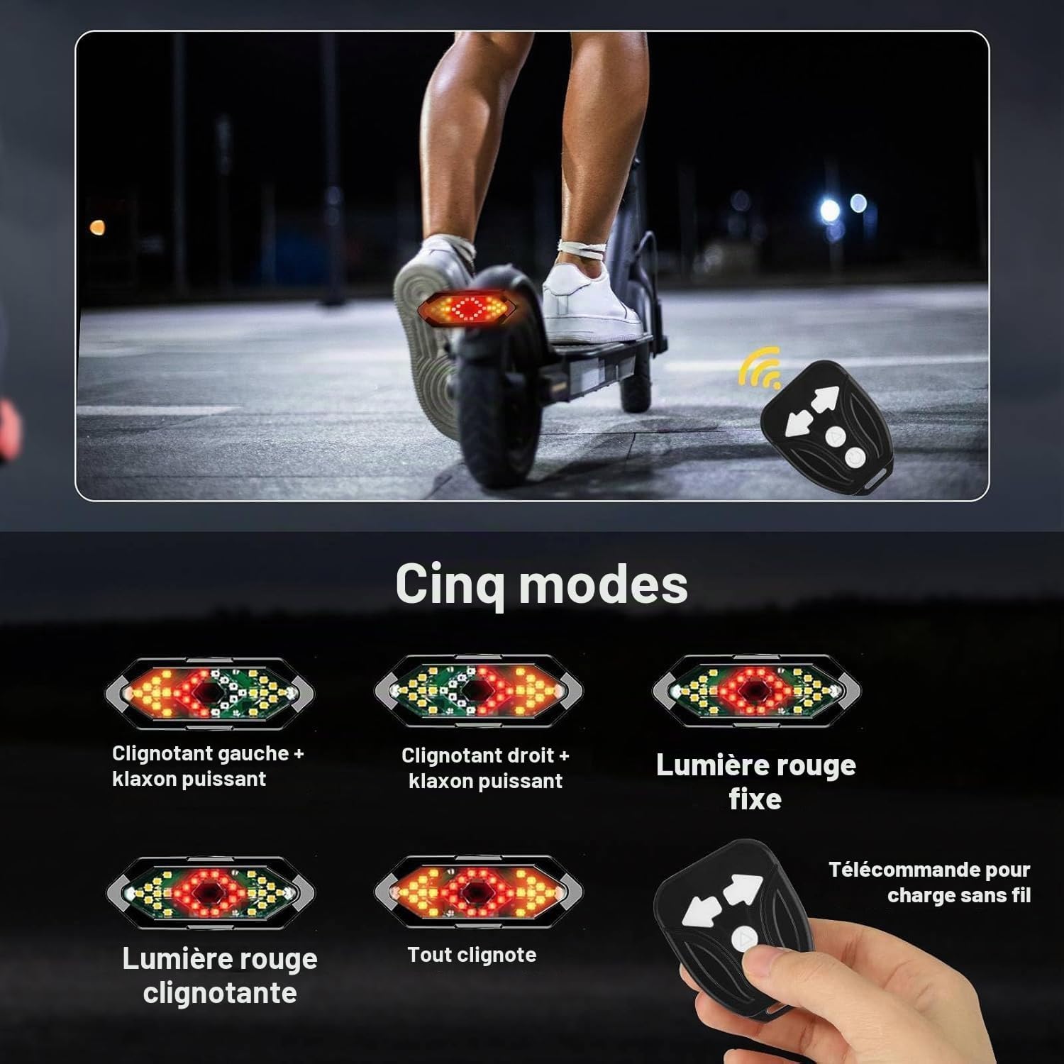 Detalle de FXINRUIA e-knipperlicht voor scooter met USB-afstandsbediening, 32 leds en 5 standen