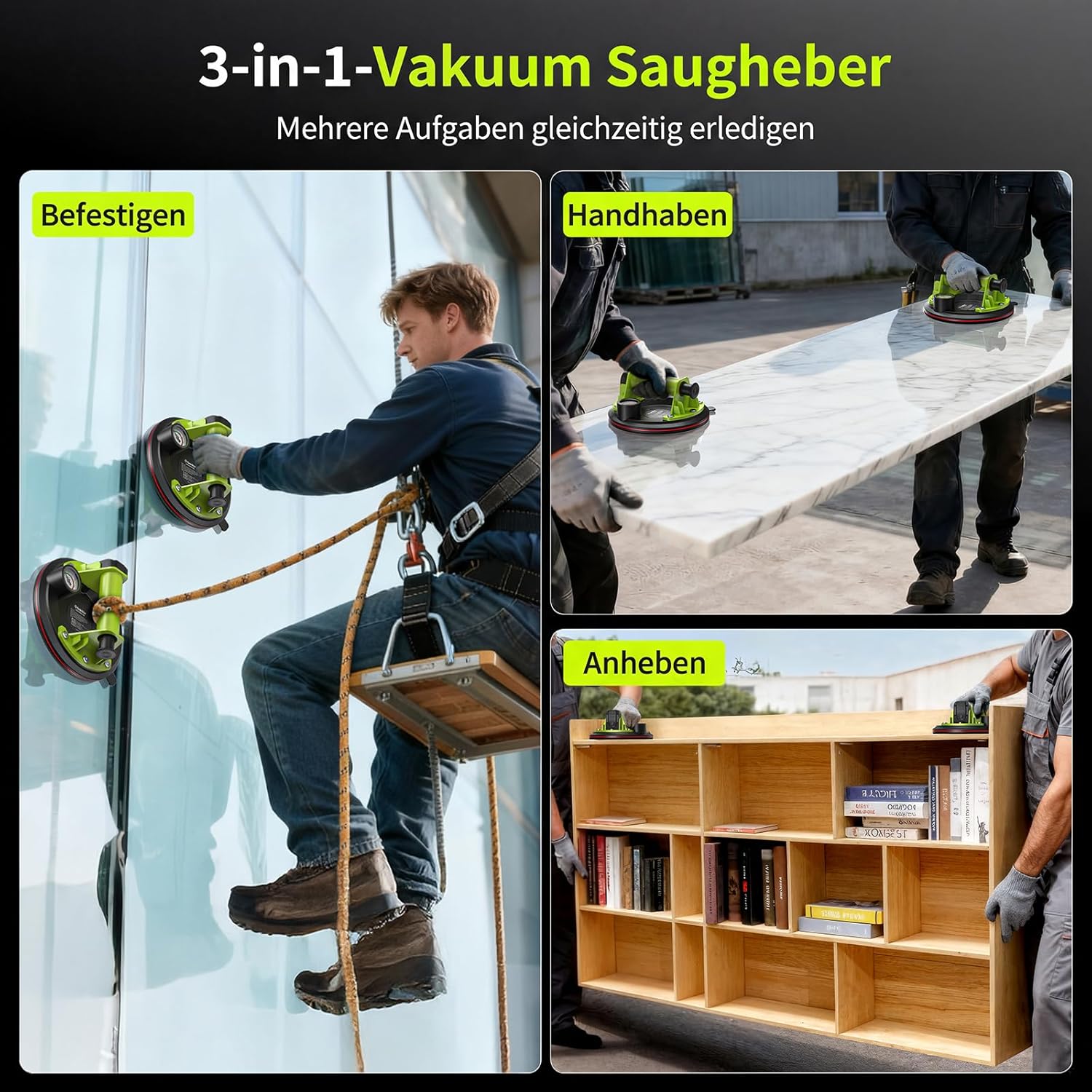 Thumbnail 5 de Taskstar Vakuum Saugheber Fliesen – 2er-Set, 20 cm, max Traglast 204 kg, inkl. Manometer