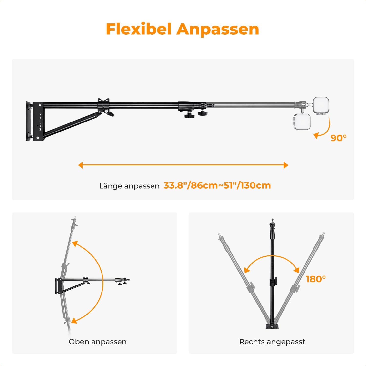 Detalle 2 de K&F CONCEPT Boom Arm 130 cm Wandmontage