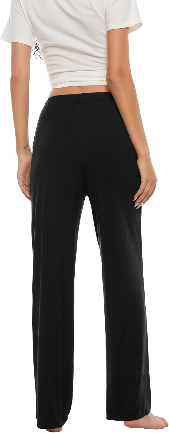 Detalle de JINSHI Women’s Modal Pajama Pants with Pockets, Soft Lightweight Elastic Drawstring Lounge Bottoms