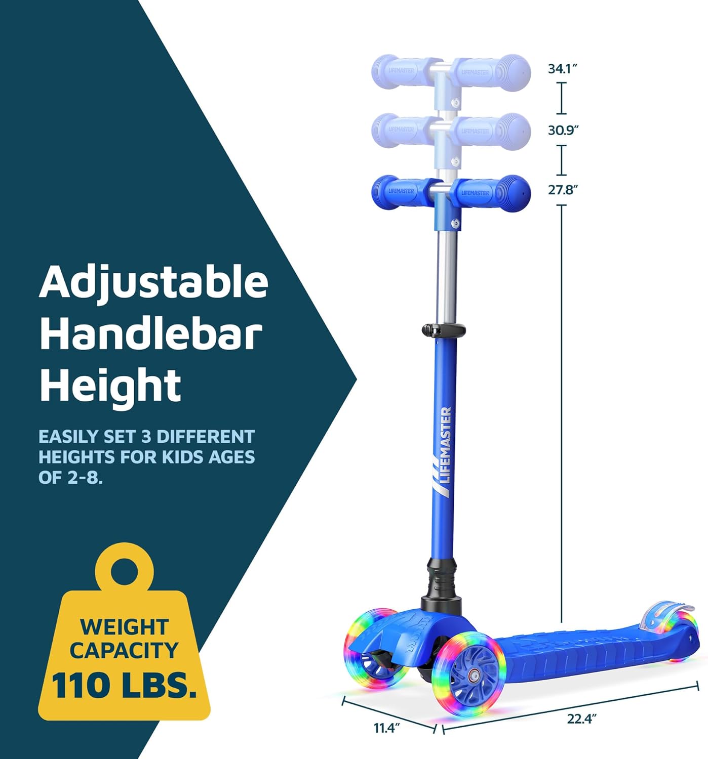 Thumbnail 6 de Lifemaster Mini 3-Wheel Kids Scooter with Multi-Color Wheel Lights
