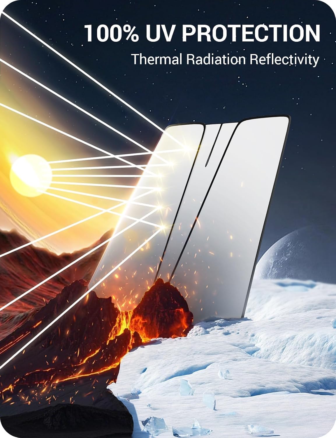 Thumbnail 3 de BASENOR Tesla Cybertruck Windshield Sunshade with Nano Ice Crystal Cooling