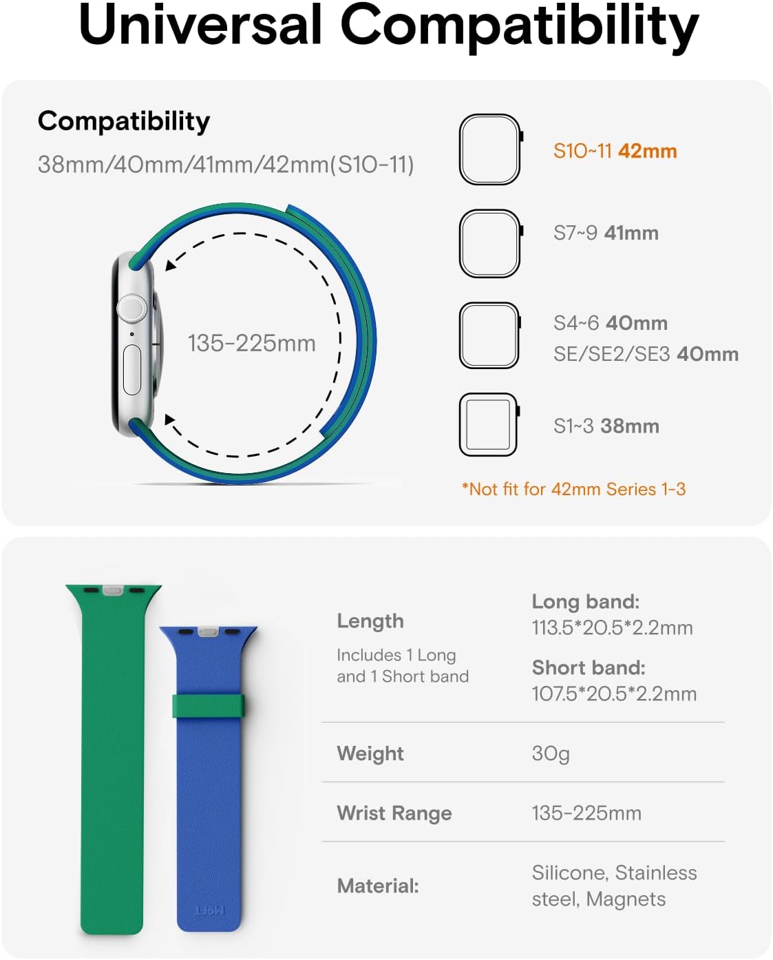 Thumbnail 6 de MOFT Snap Duo Watch Band for Apple Watch: Dual-Color, Magnetic Quick-Release Silicone Strap