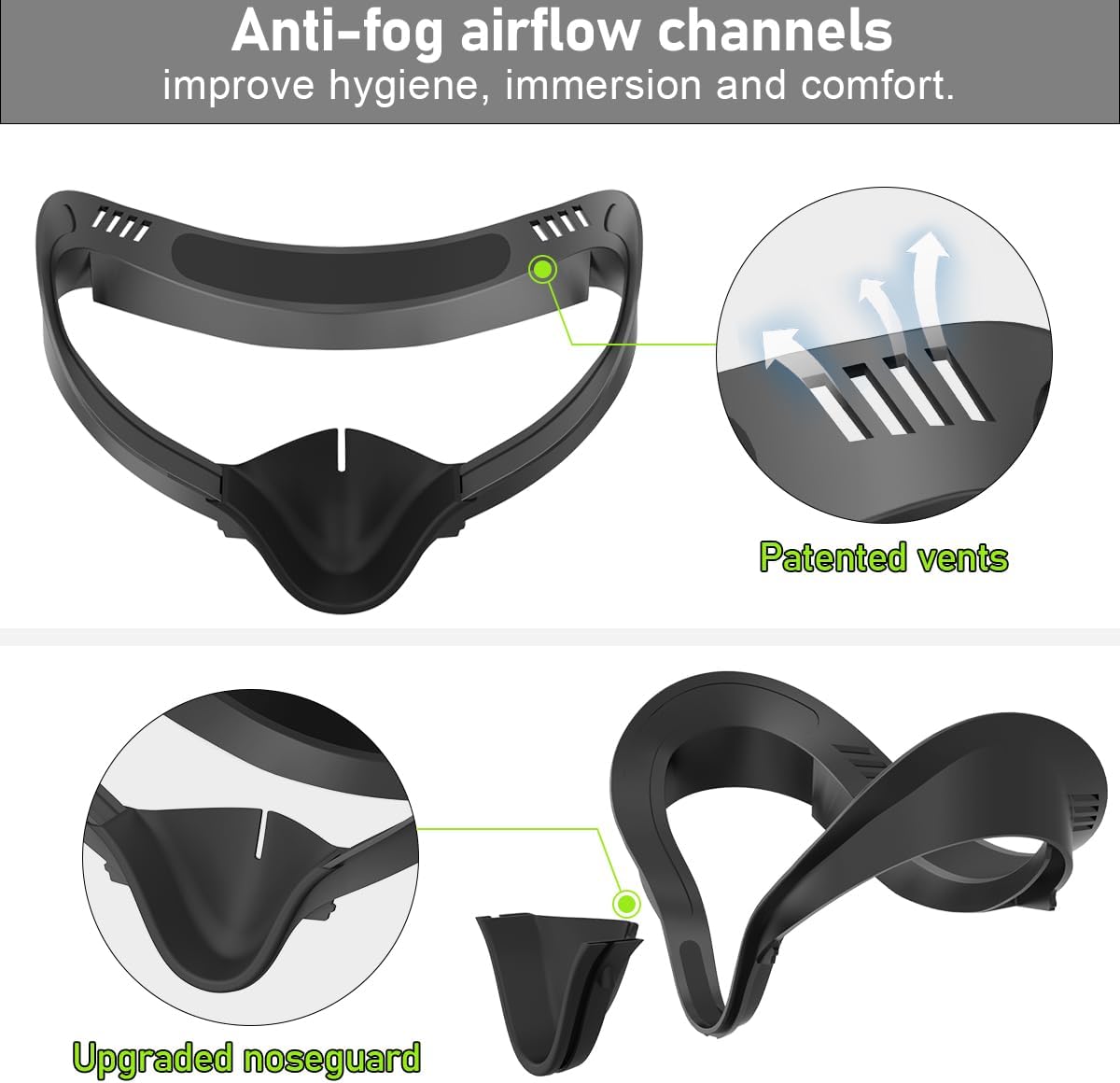Detalle de AMZDM AM01 VR Facial Interface for Quest 2 with PU Leather Pads and Covers