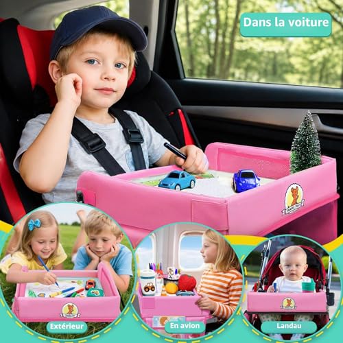 Detalle de lenbest Plateau de Voyage pour Enfants – Planche à Dessin avec film transparent et matériel éducatif