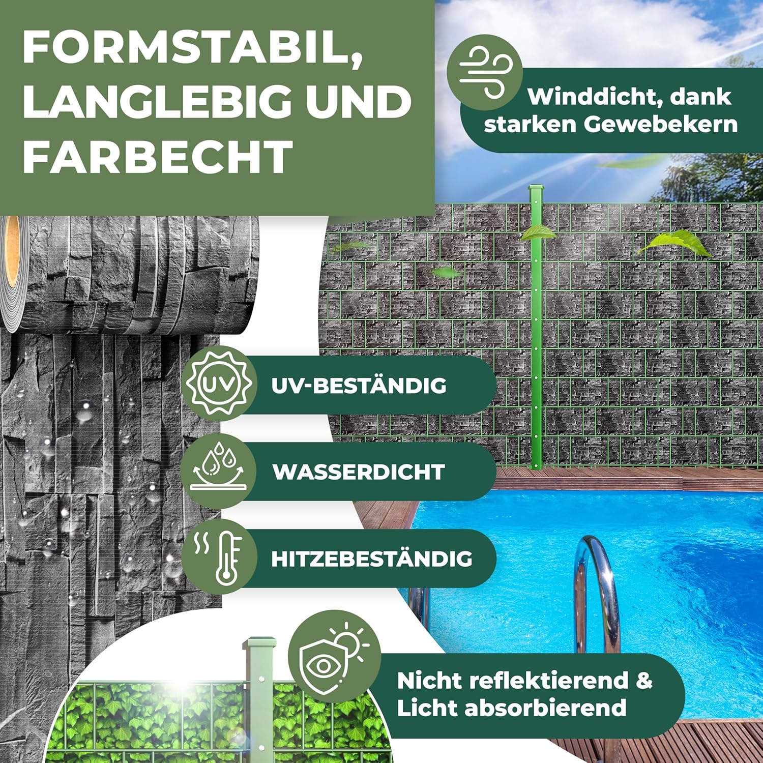 Thumbnail 4 de KESSER PVC Sichtschutzstreifen für Doppelstabmattenzaun – 19 cm x 35 m, Anthrazit
