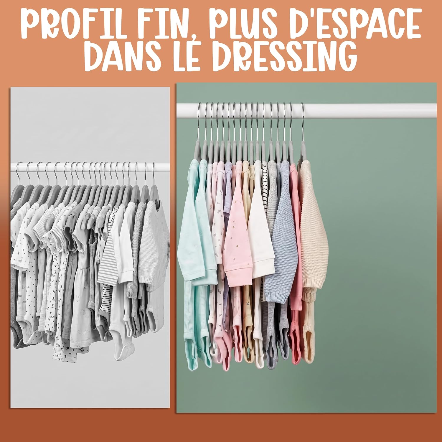 Detalle 2 de Utopia Home Baby Velvet Hangers babykleerhangers 30 cm, grijs, 30 stuks