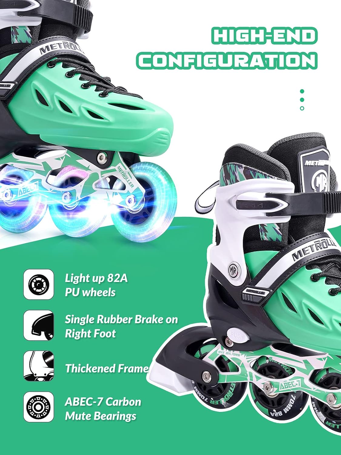 Thumbnail 4 de METROLLER Adjustable Inline Skates with Light-Up Wheels for All Ages